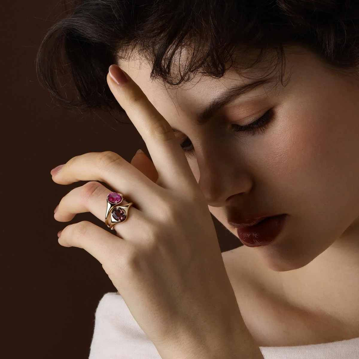 Evie-Oval Cut Crimson Tourmaline Gemstone Ring - Image 7