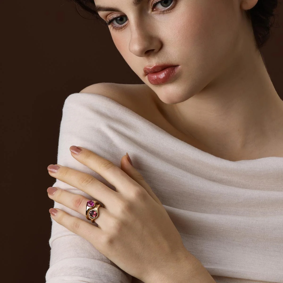 Evie-Oval Cut Crimson Tourmaline Gemstone Ring - Image 6