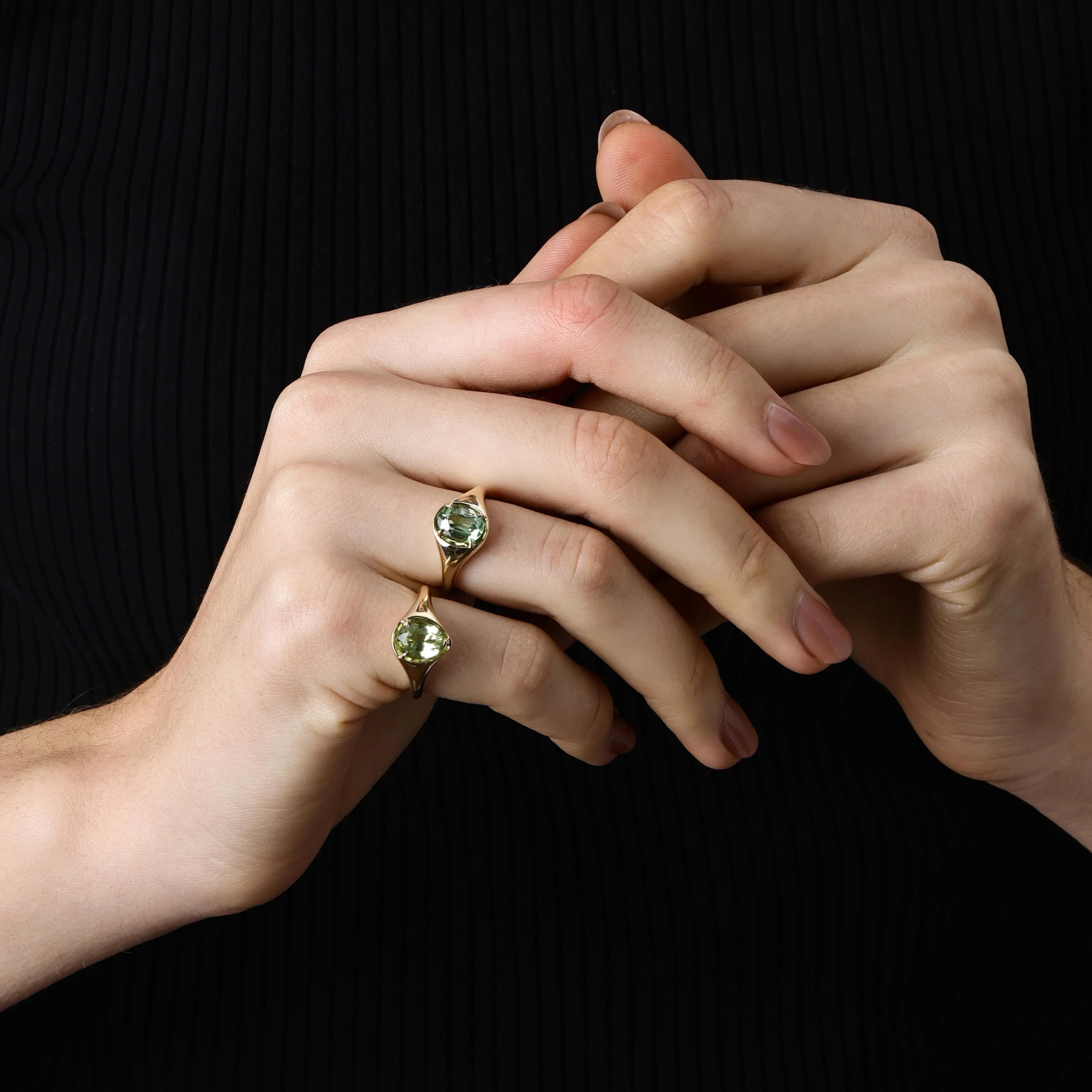 Evie-Oval Cut Green Tourmaline Gemstone Ring - Image 4