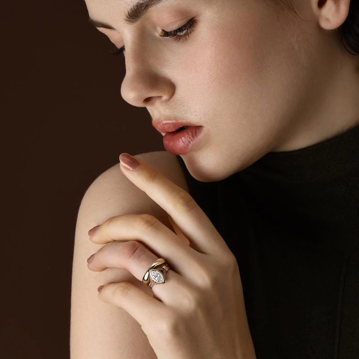 Vera-Yellow Gold Curved Wedding Band - Image 4