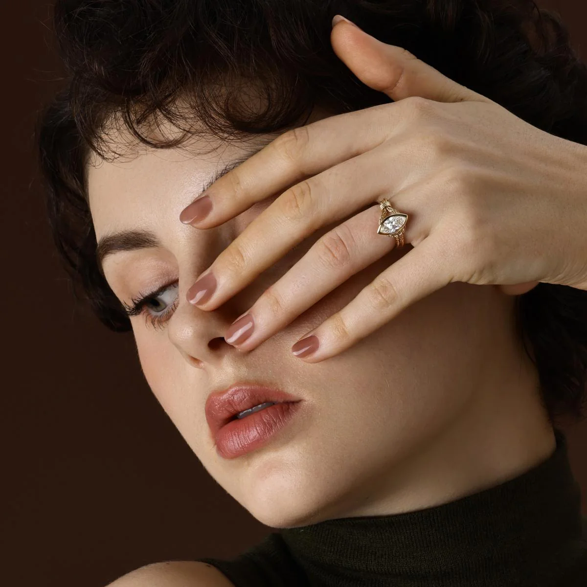 Faith-Marquise Lab Grown Diamond Chain Engagement Ring - Image 6