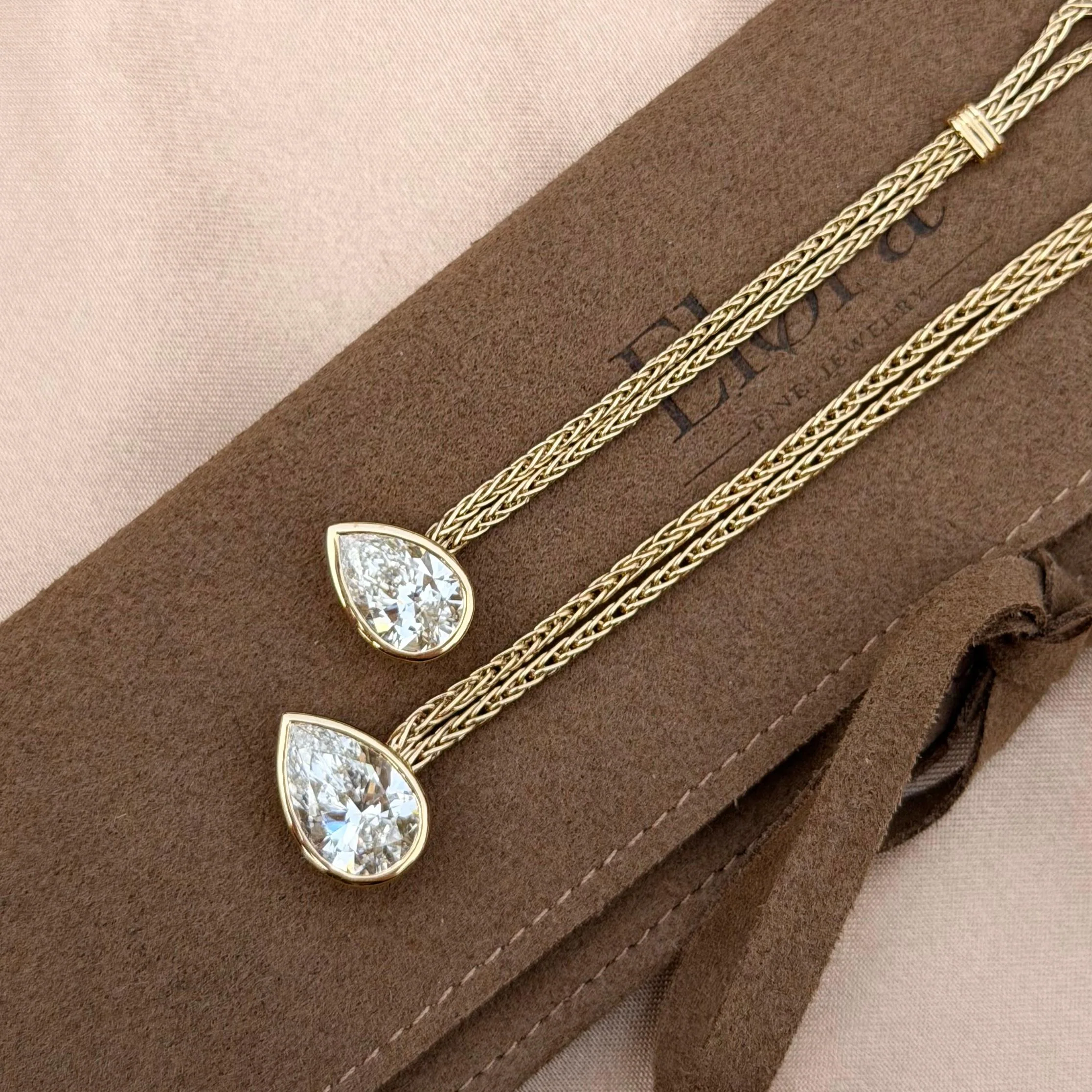 Faith-Pear Cut Lab Grown Diamond Chain Engagement Ring - Image 4