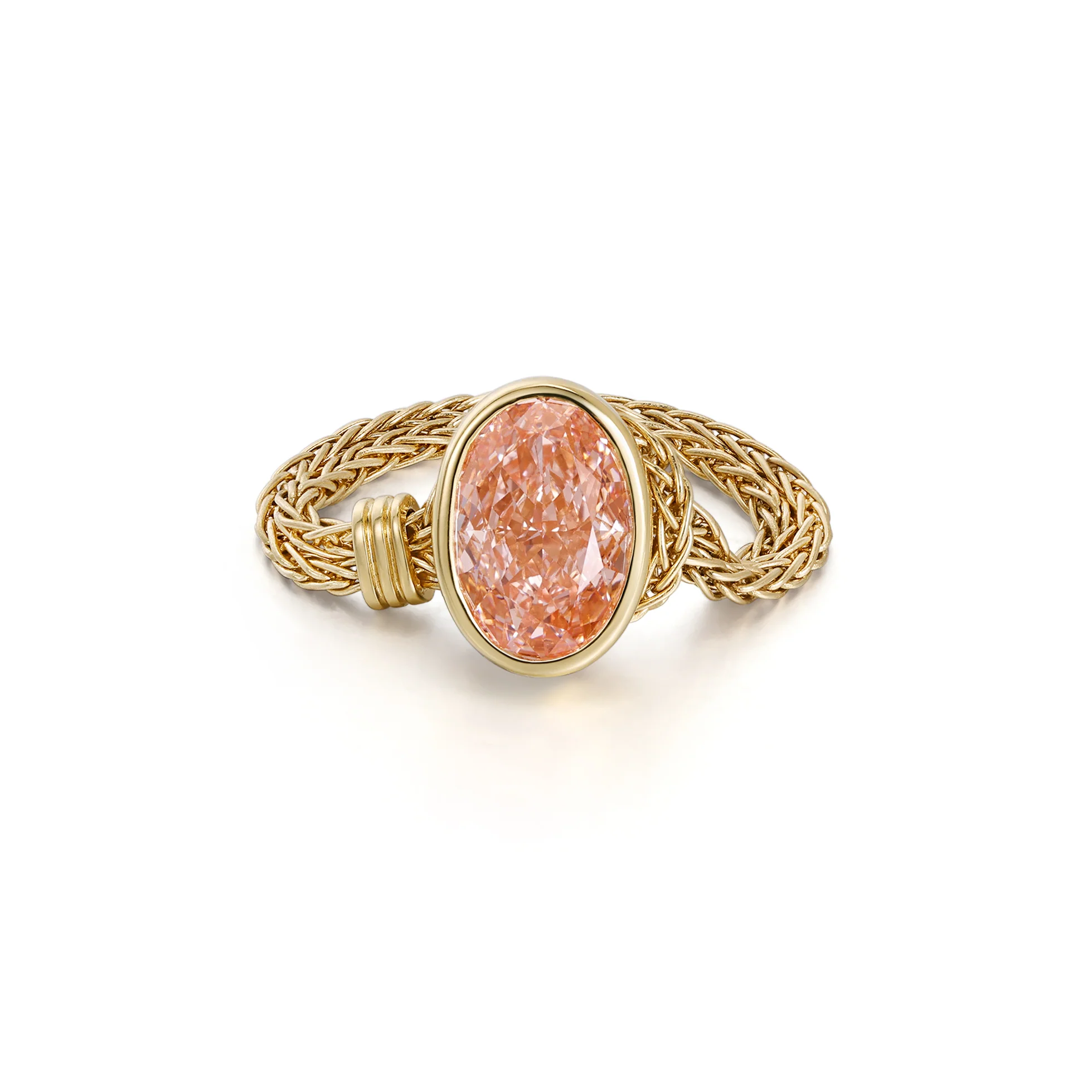 Faith-Pink Oval Cut Lab Grown Diamond Chain Ring