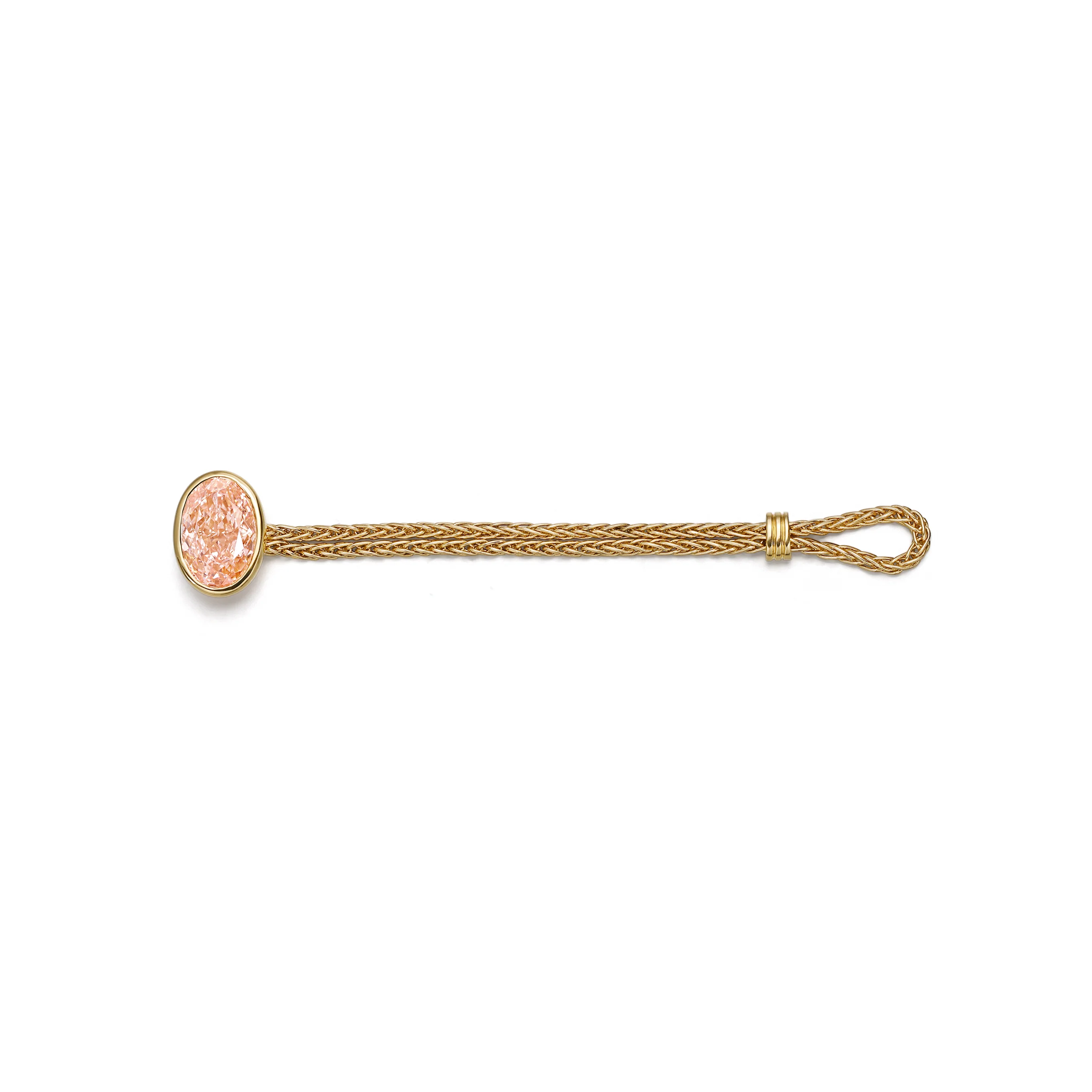 Faith-Pink Oval Cut Lab Grown Diamond Chain Ring - Image 2