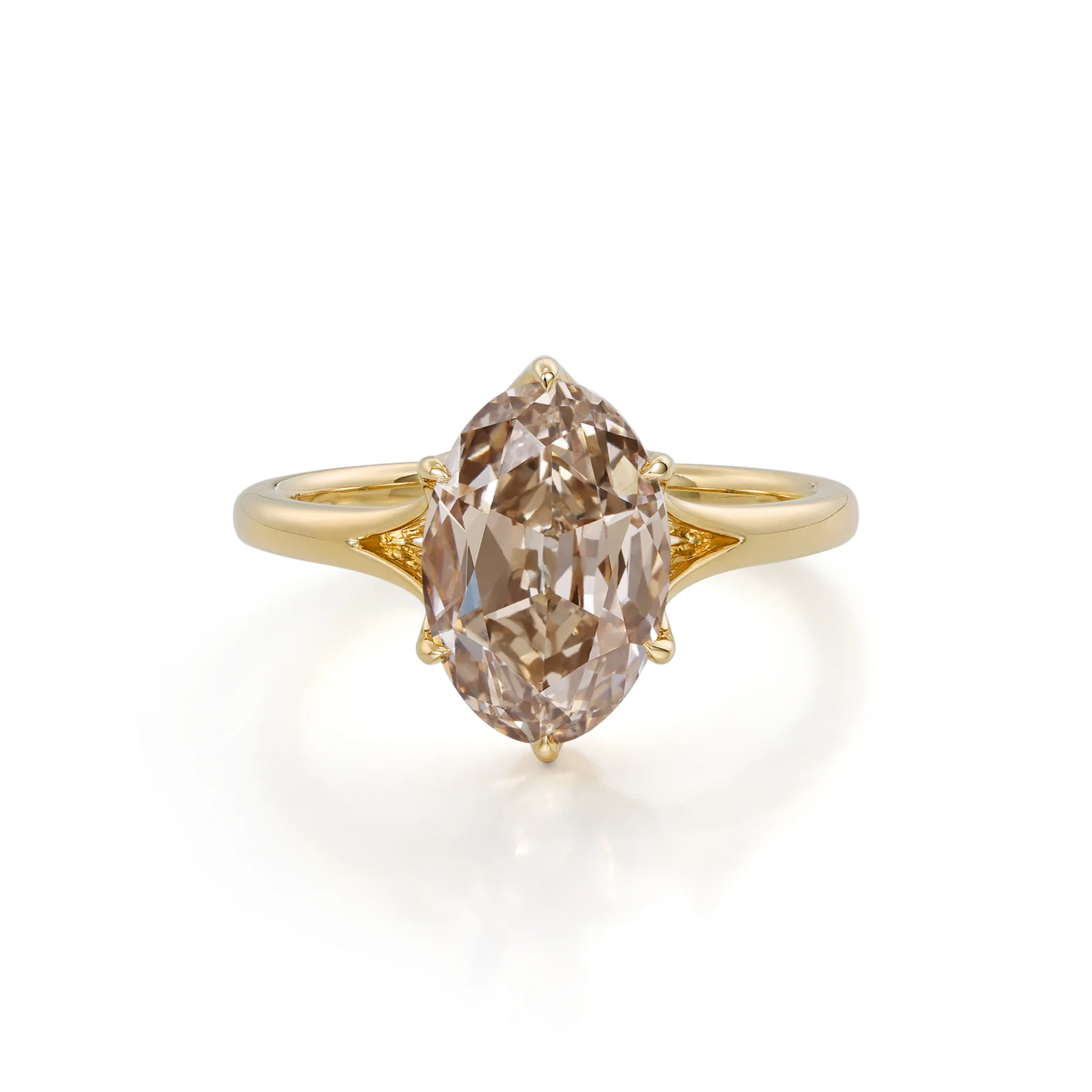 Farro-Champagne Old Mine Oval Lab Grown Diamond Ring