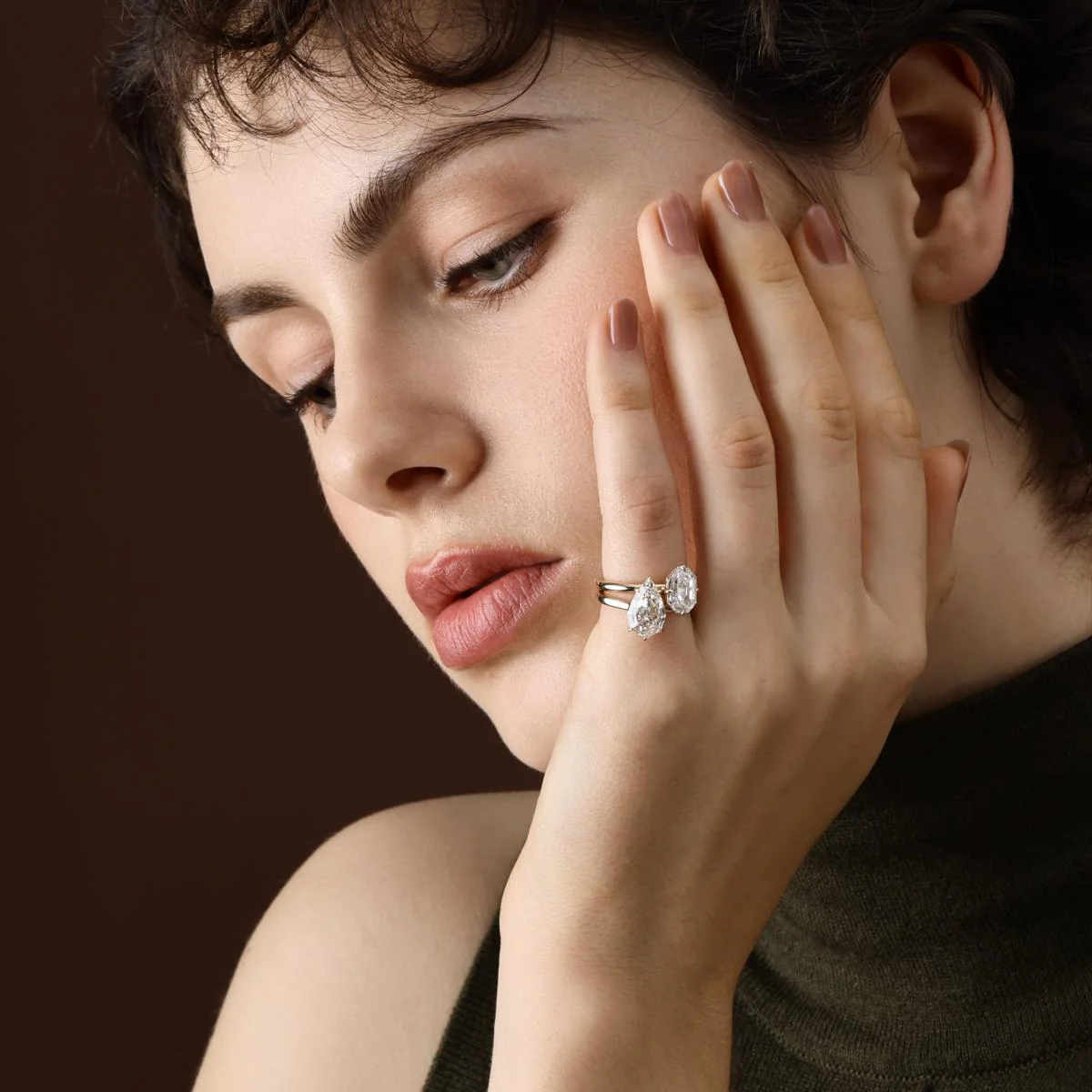 Georgia-Step Cut Pear Lab Grown Diamond Engagement Ring - Image 3