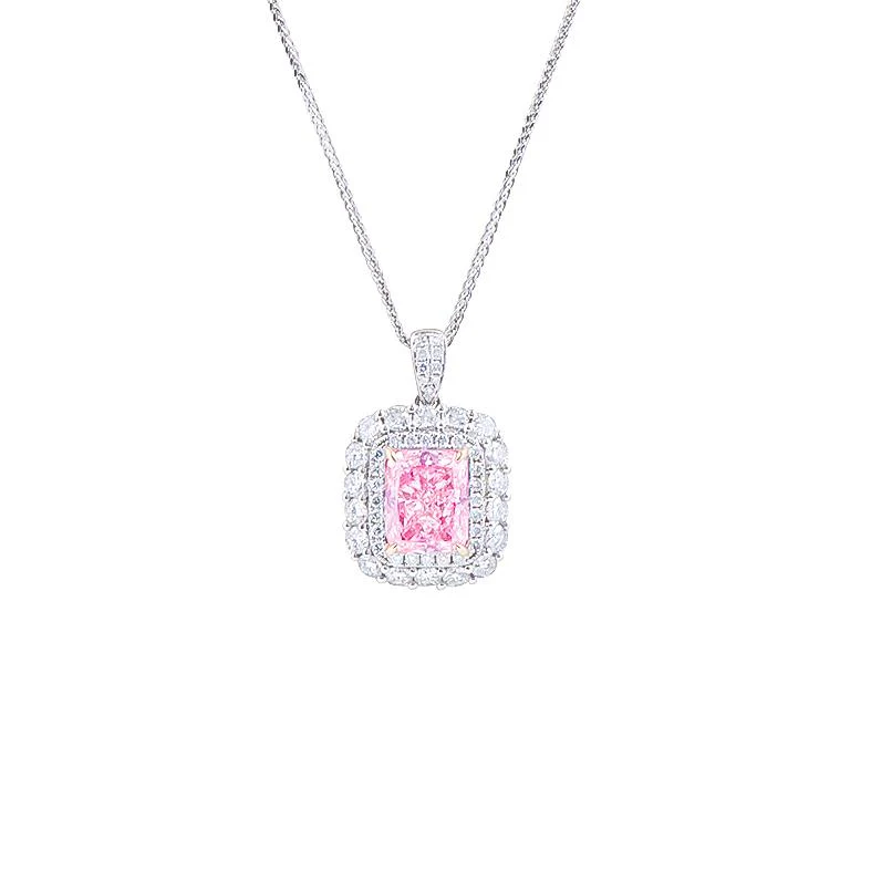 Radiant Cut Pink Diamond Necklace - Image 3