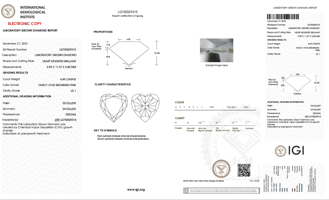Honey-Champagne Heart Lab Grown Diamond Engagement Ring - Image 3
