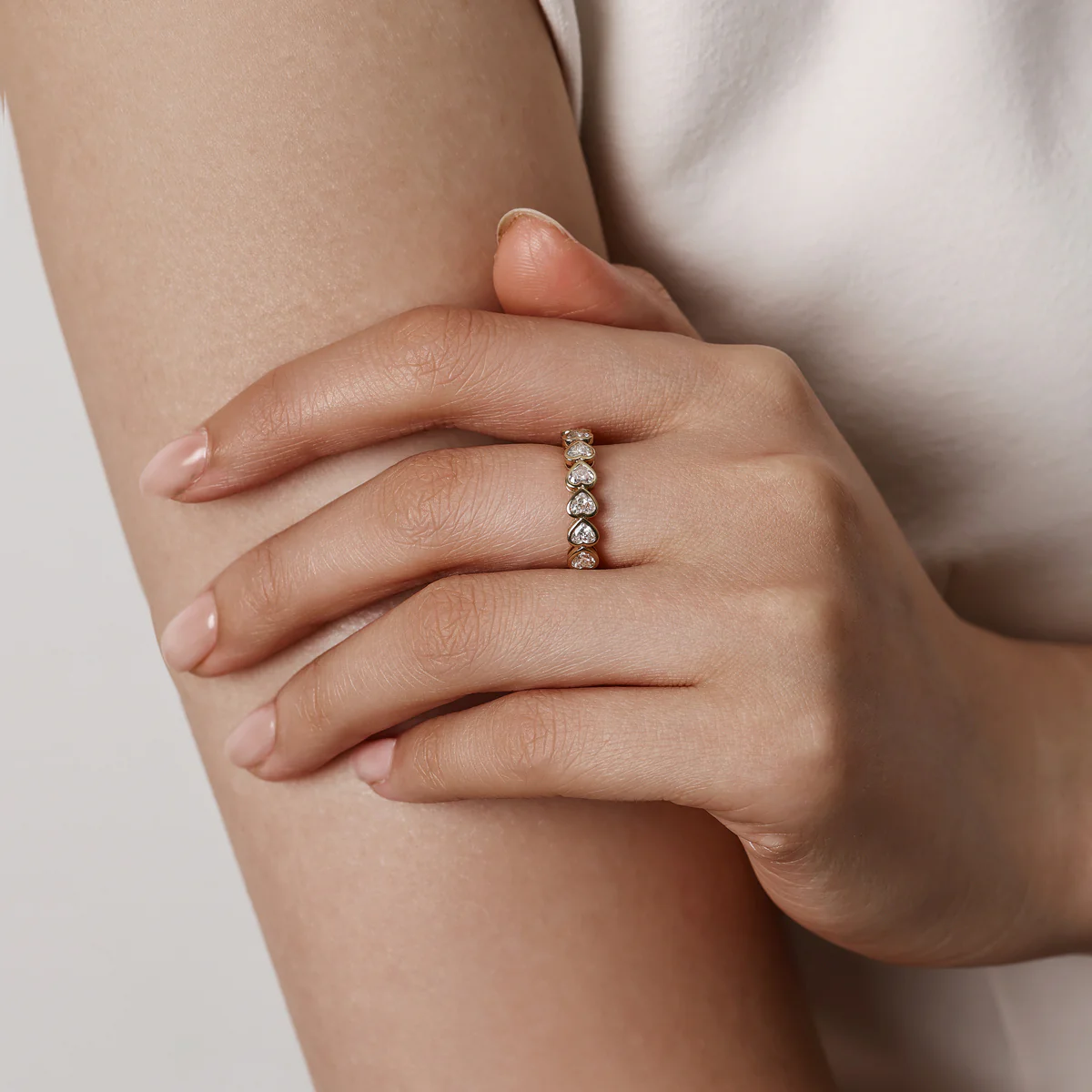 Hope-Heart Cut Diamond Eternity Band - Image 4