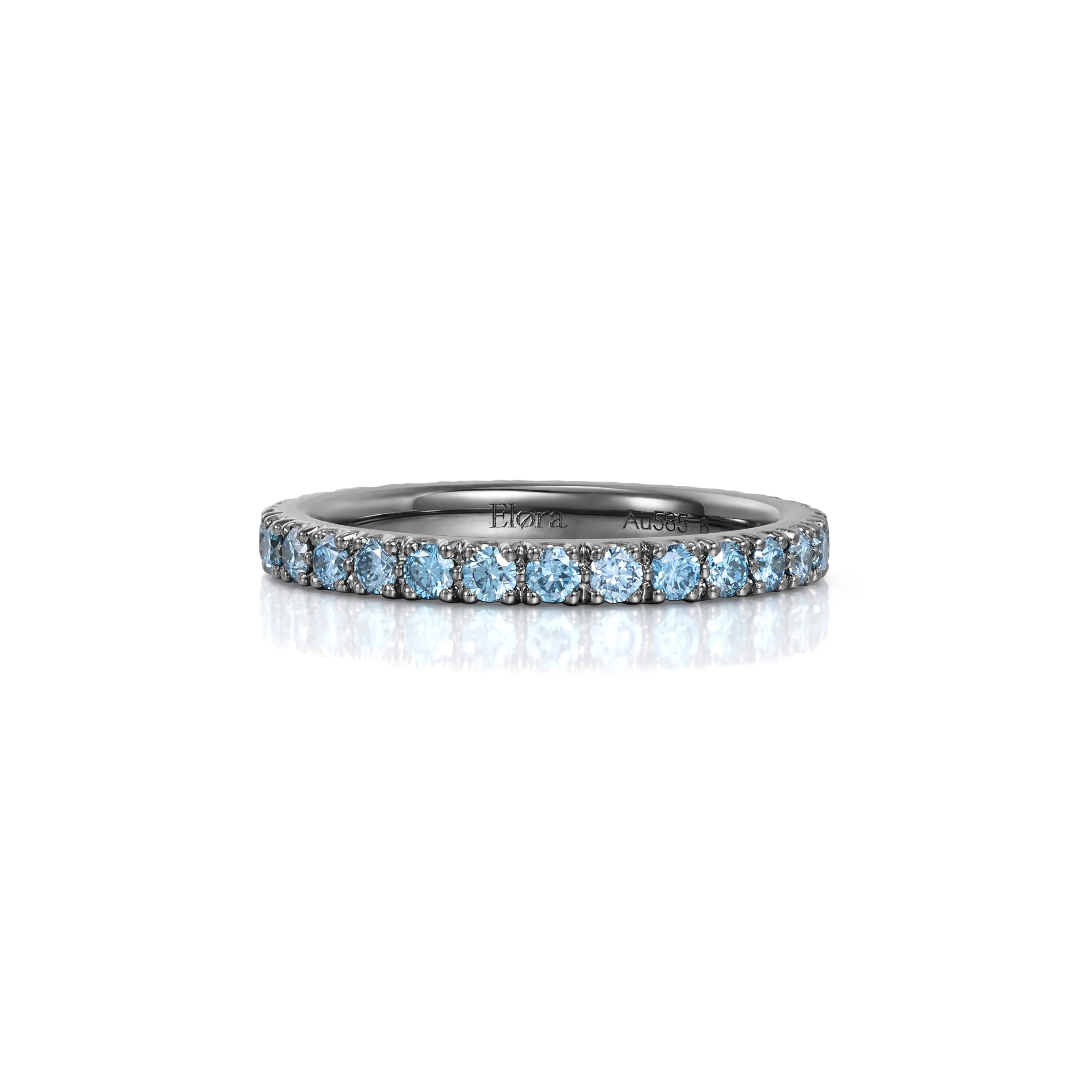 Irene-Round Cut Lab Grown Blue Diamond Ring