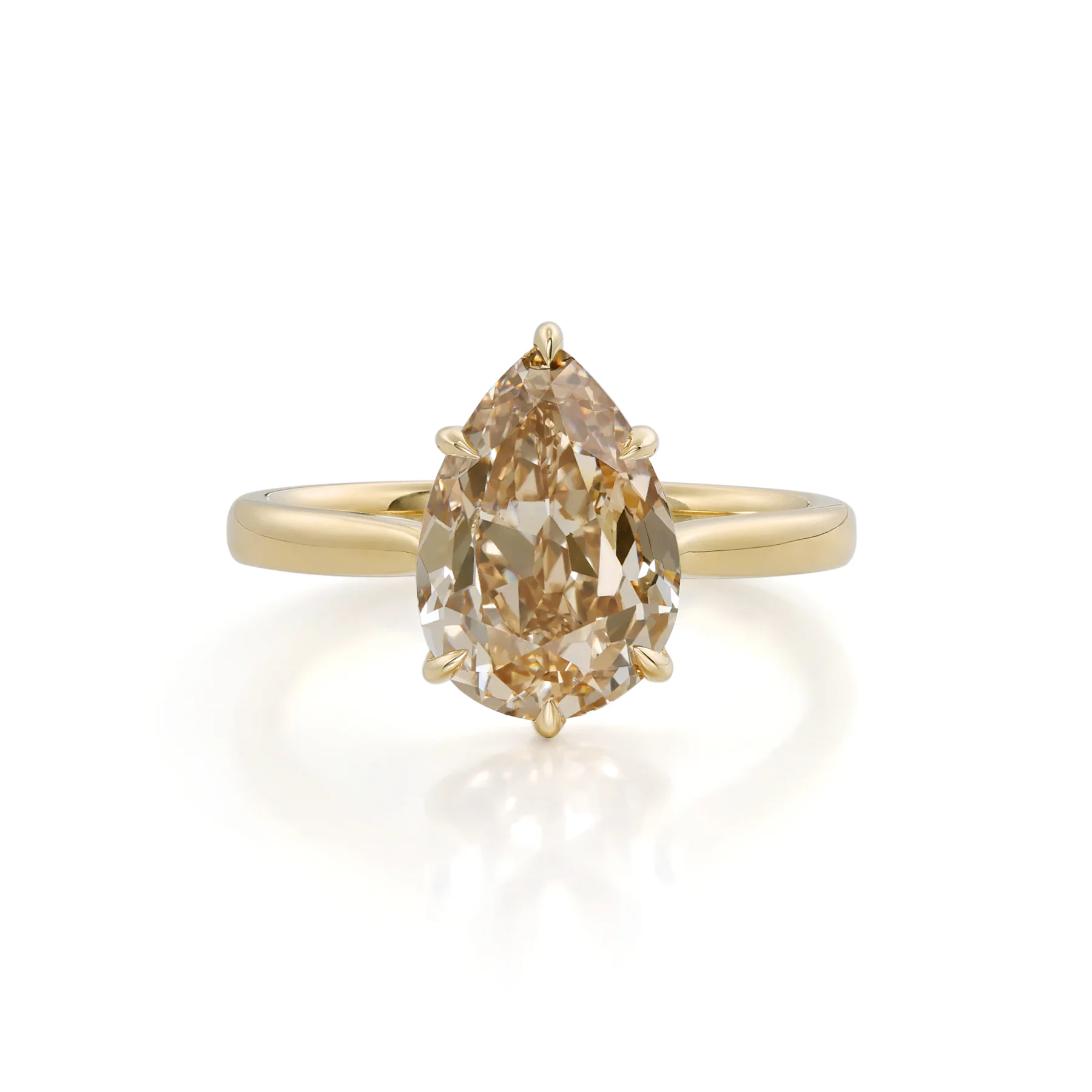Jasper-Champagne Old Mine Pear Lab Grown Diamond Engagement Ring