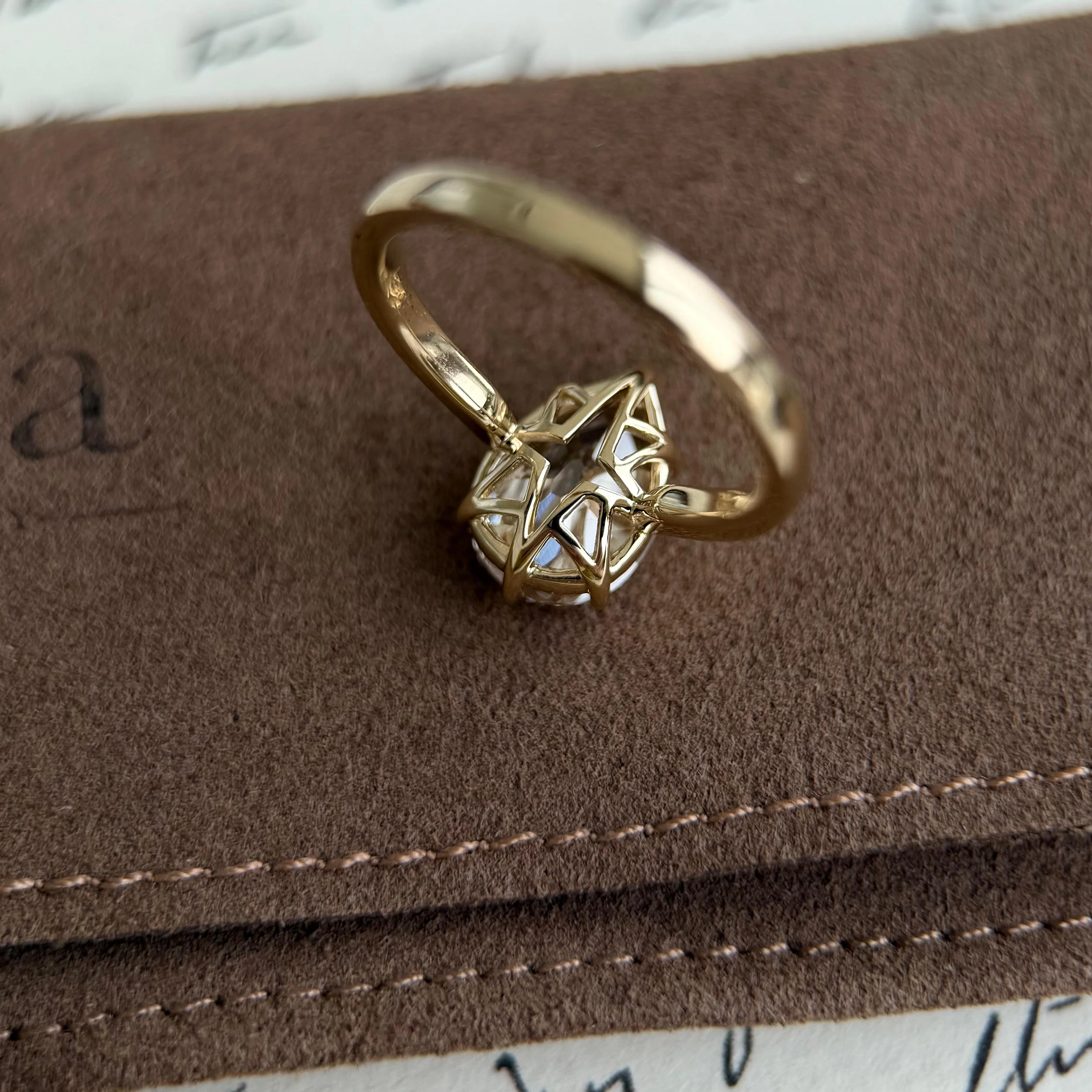 Jasper-Champagne Old Mine Pear Lab Grown Diamond Engagement Ring - Image 5