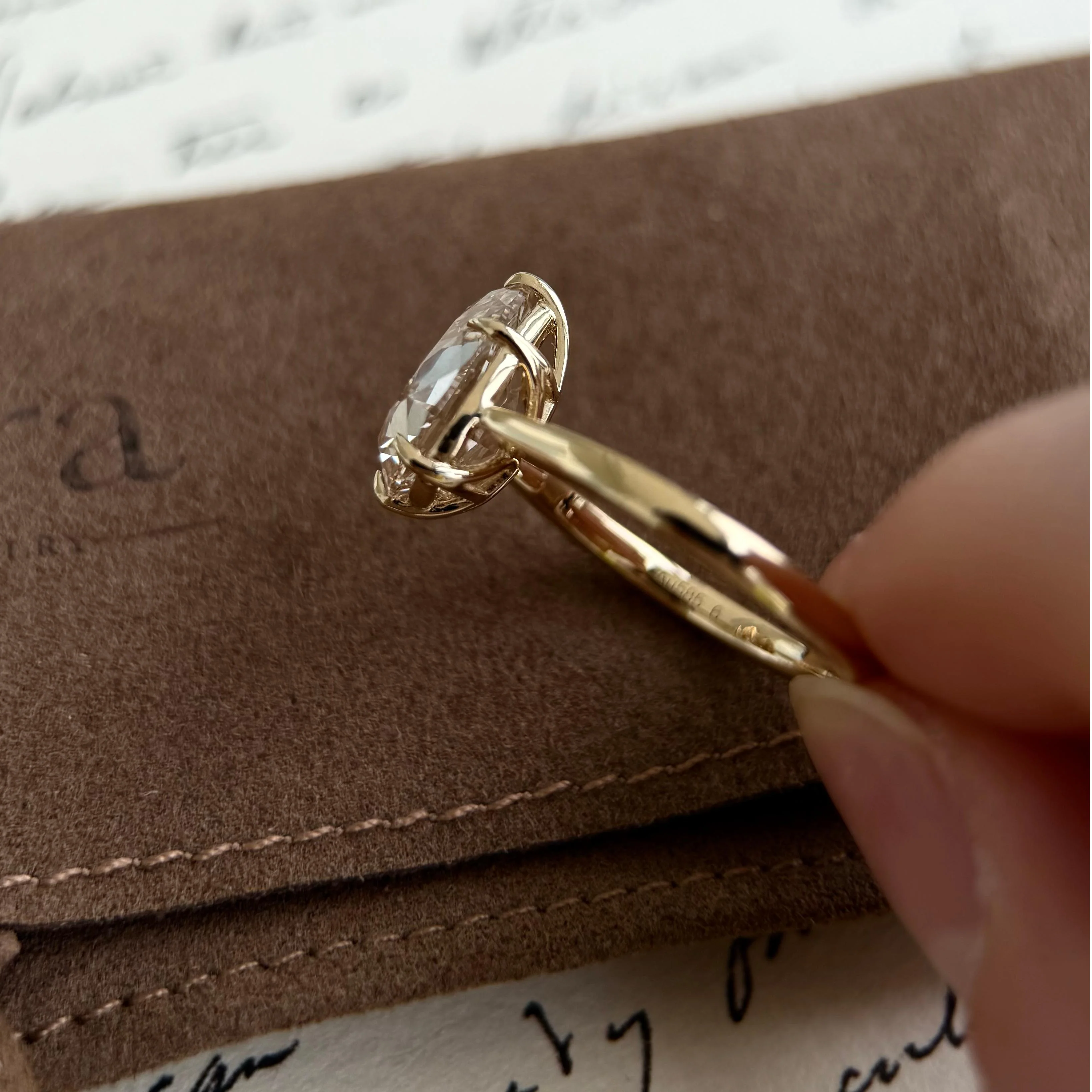 Jasper-Champagne Old Mine Pear Lab Grown Diamond Engagement Ring - Image 6