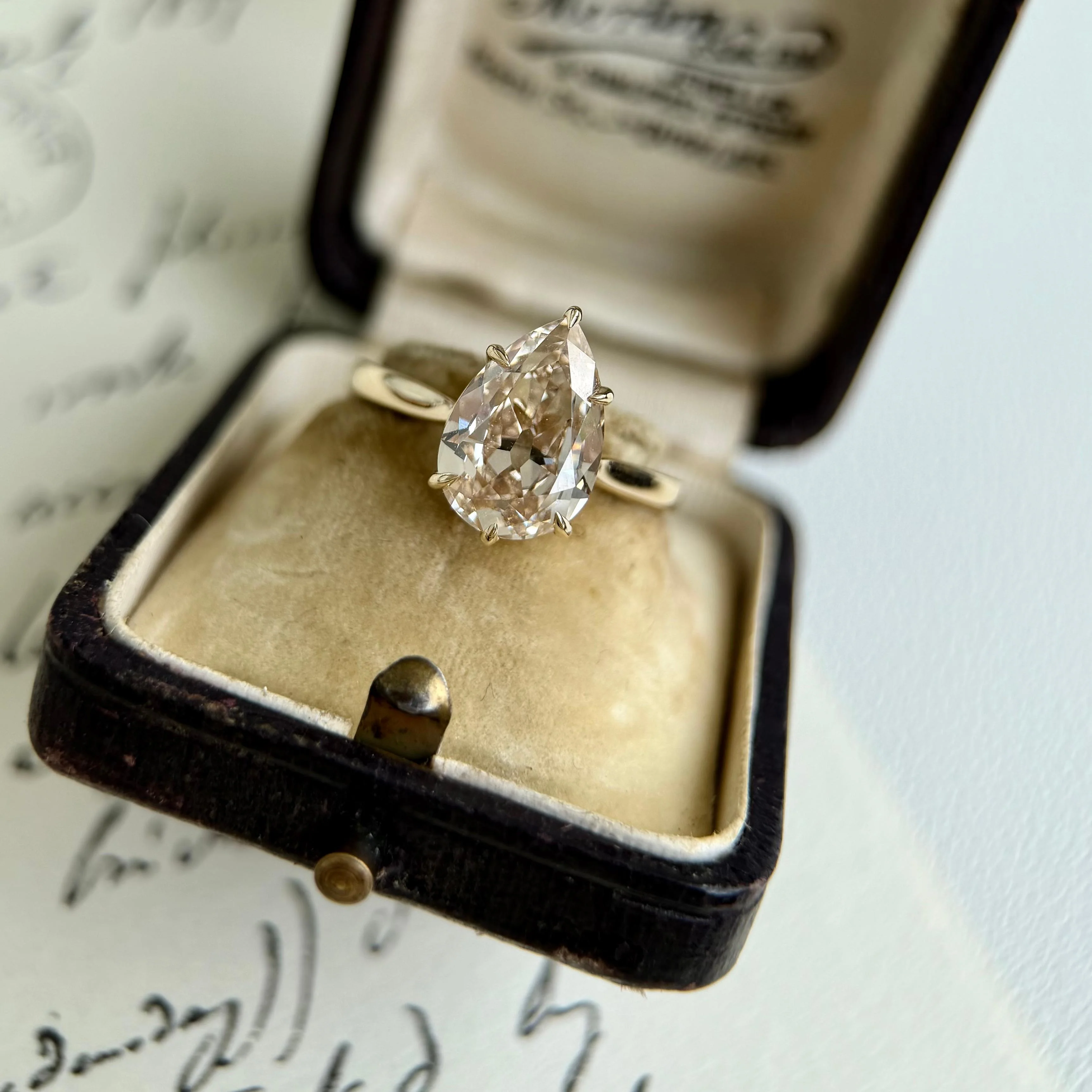Jasper-Champagne Old Mine Pear Lab Grown Diamond Engagement Ring - Image 7