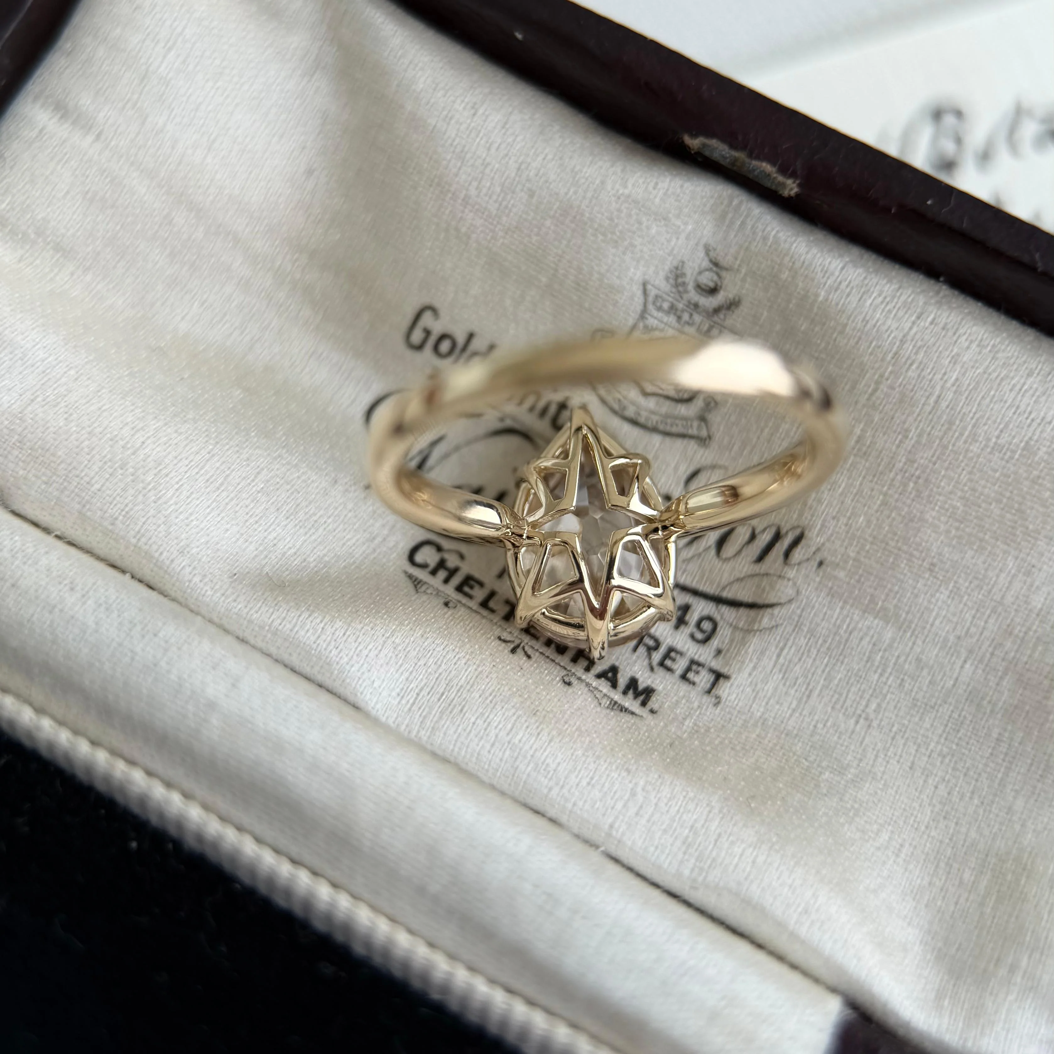 Jasper-Champagne Old Mine Pear Lab Grown Diamond Engagement Ring - Image 8