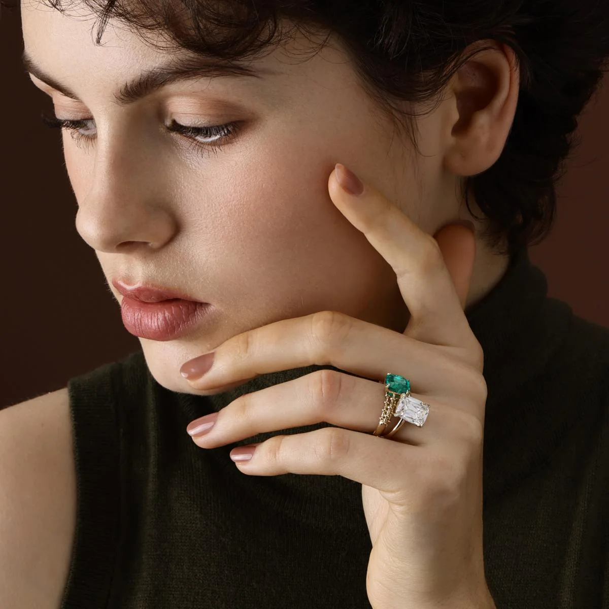 Jill-Cushion Cut Lab Grown Paraiba Gemstone Ring - Image 6