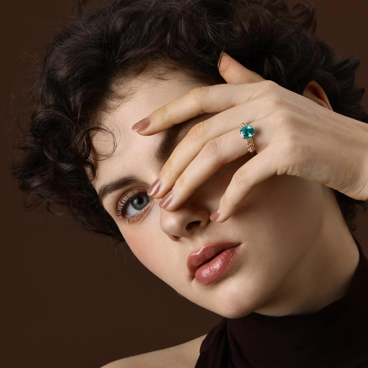 Jill-Cushion Cut Lab Grown Paraiba Gemstone Ring - Image 7