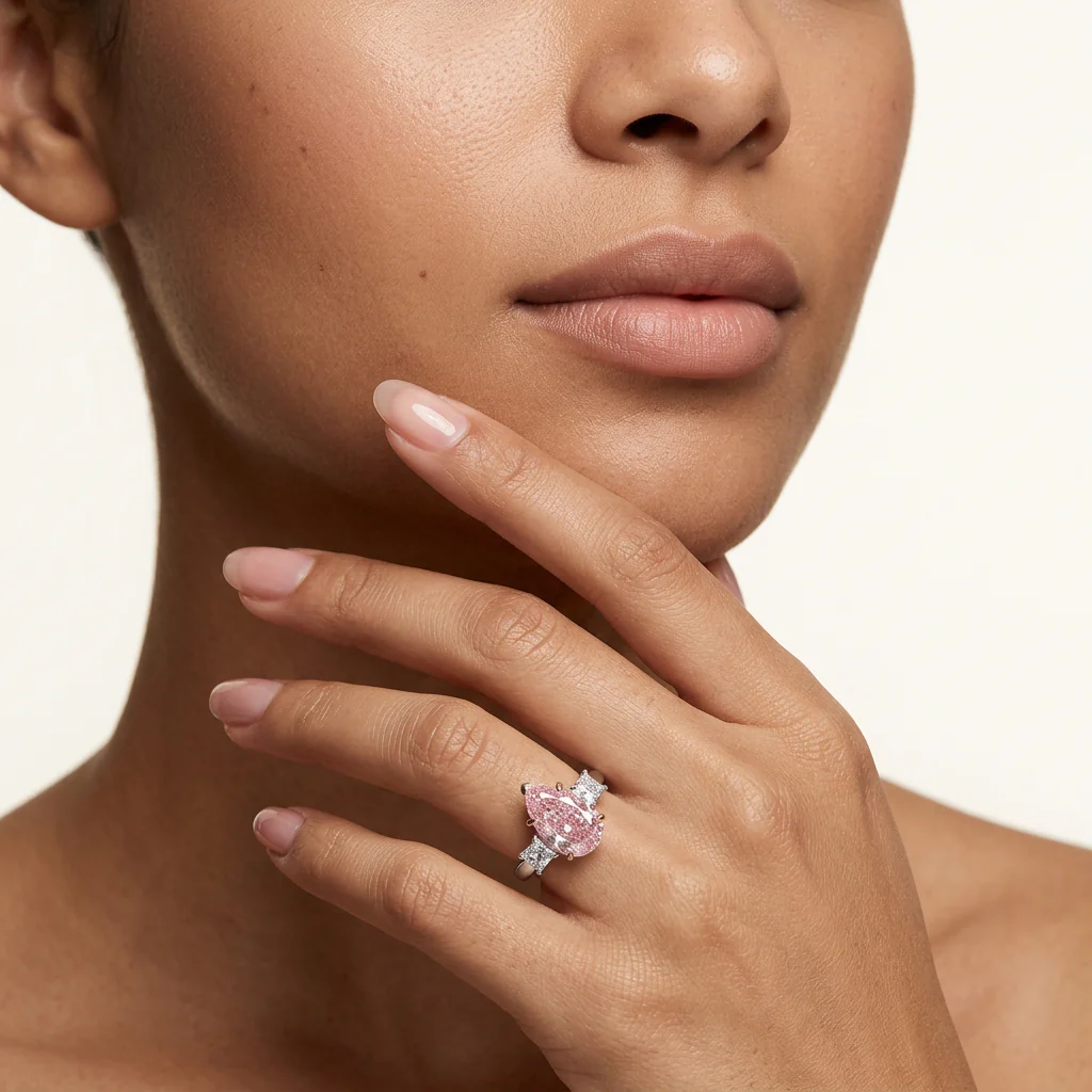 Josephine - Pear Cut Pink Diamond Ring - Image 2