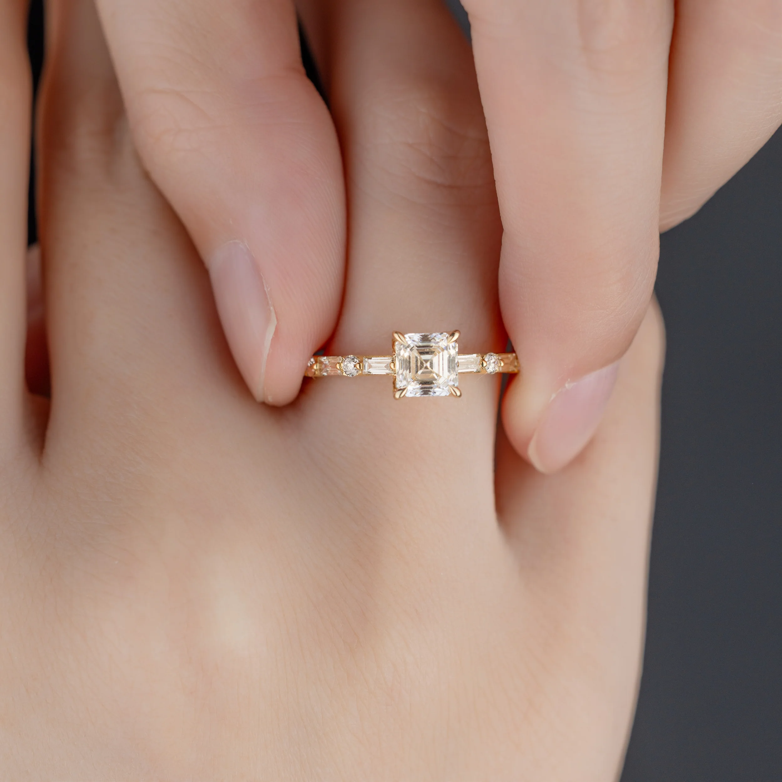 Keisha-Asscher Cut Lab Grown Diamond Ring - Image 8