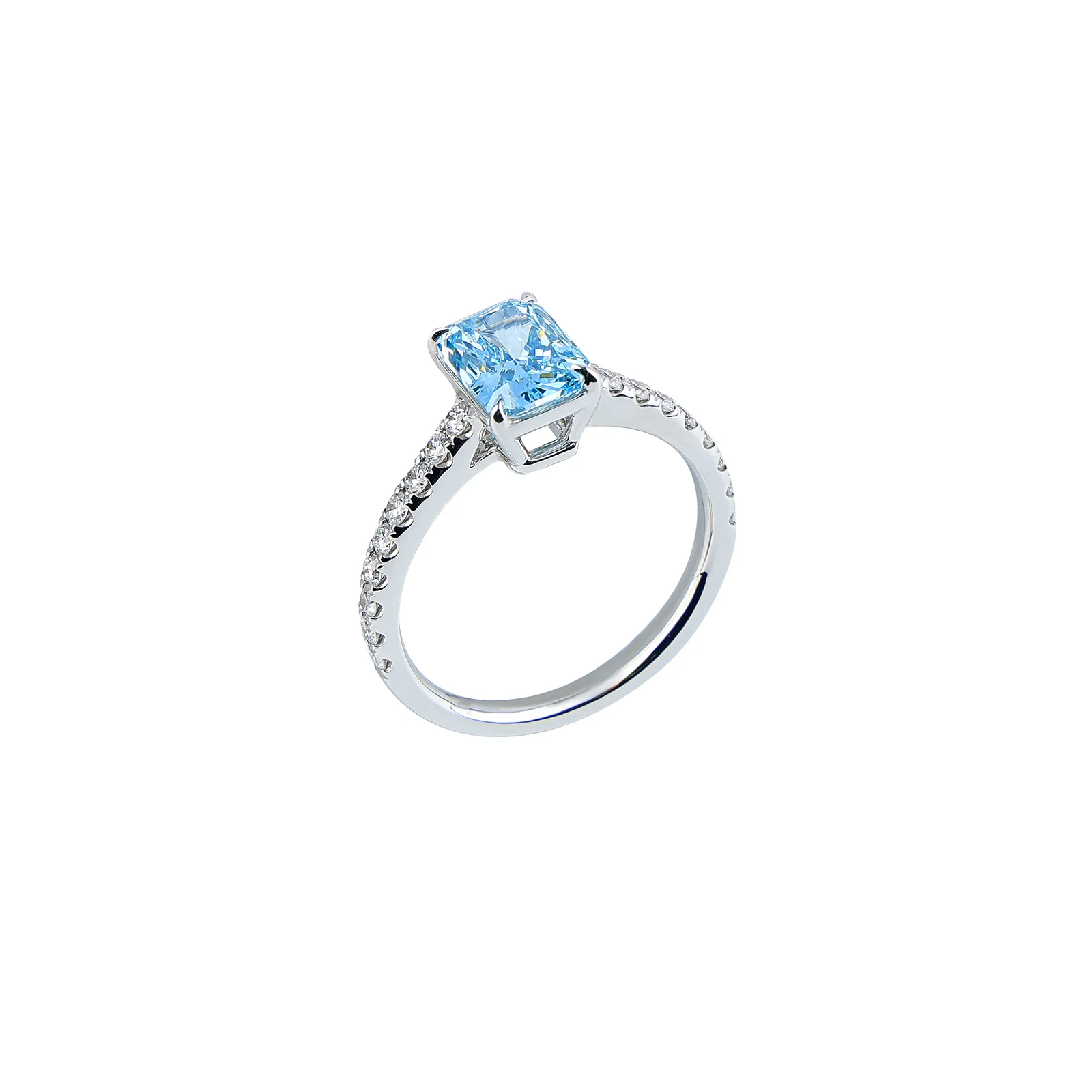 Kennedy - Radiant Cut Blue Diamond Ring - Image 3