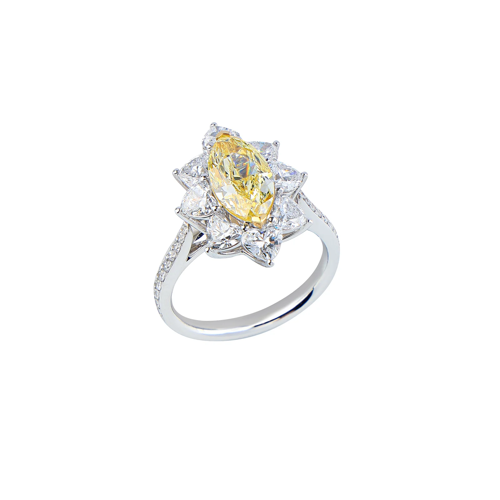 Leah - Marquise Cut Yellow Diamond Ring - Image 2