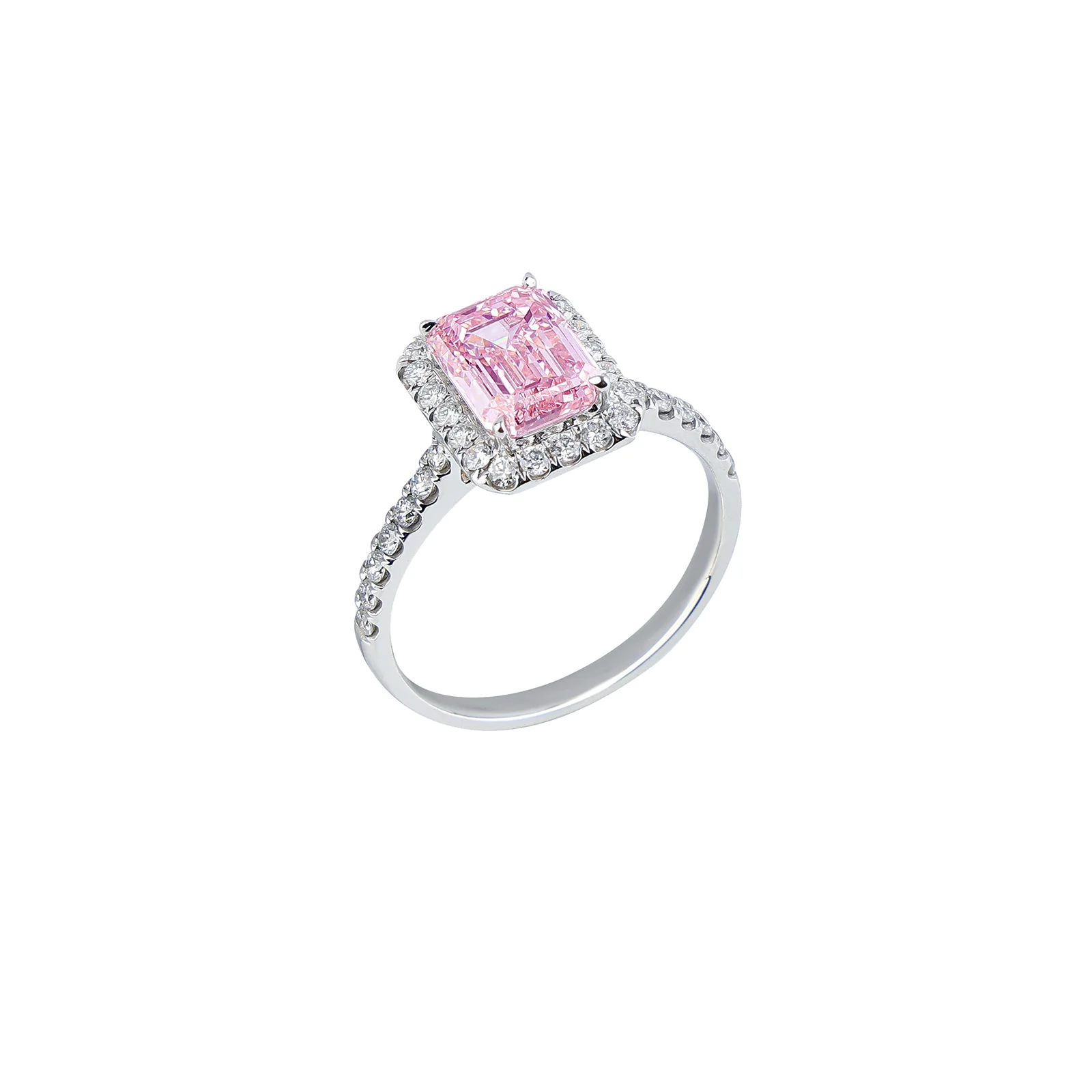 Lydia - Emerald Cut Pink Diamond Ring - Image 3
