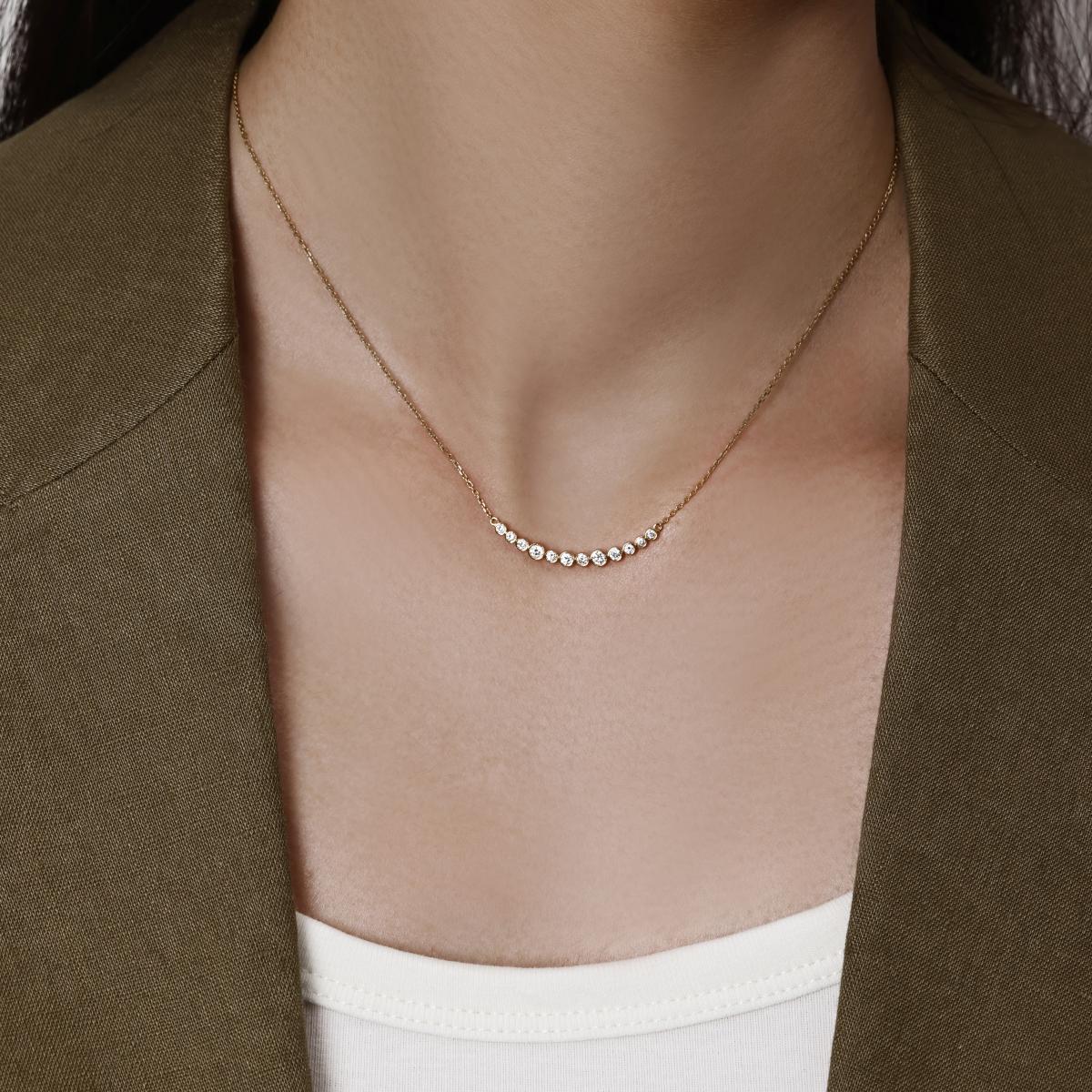 Millie-Graduated Bezel Diamond Necklace - Image 2