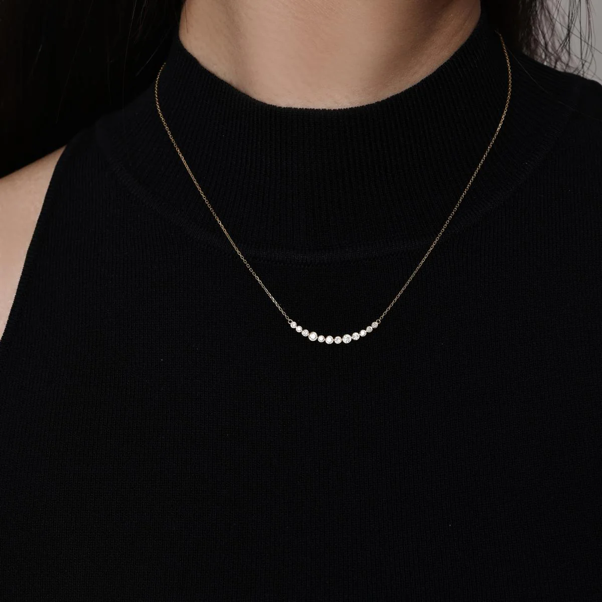 Millie-Graduated Bezel Diamond Necklace - Image 3
