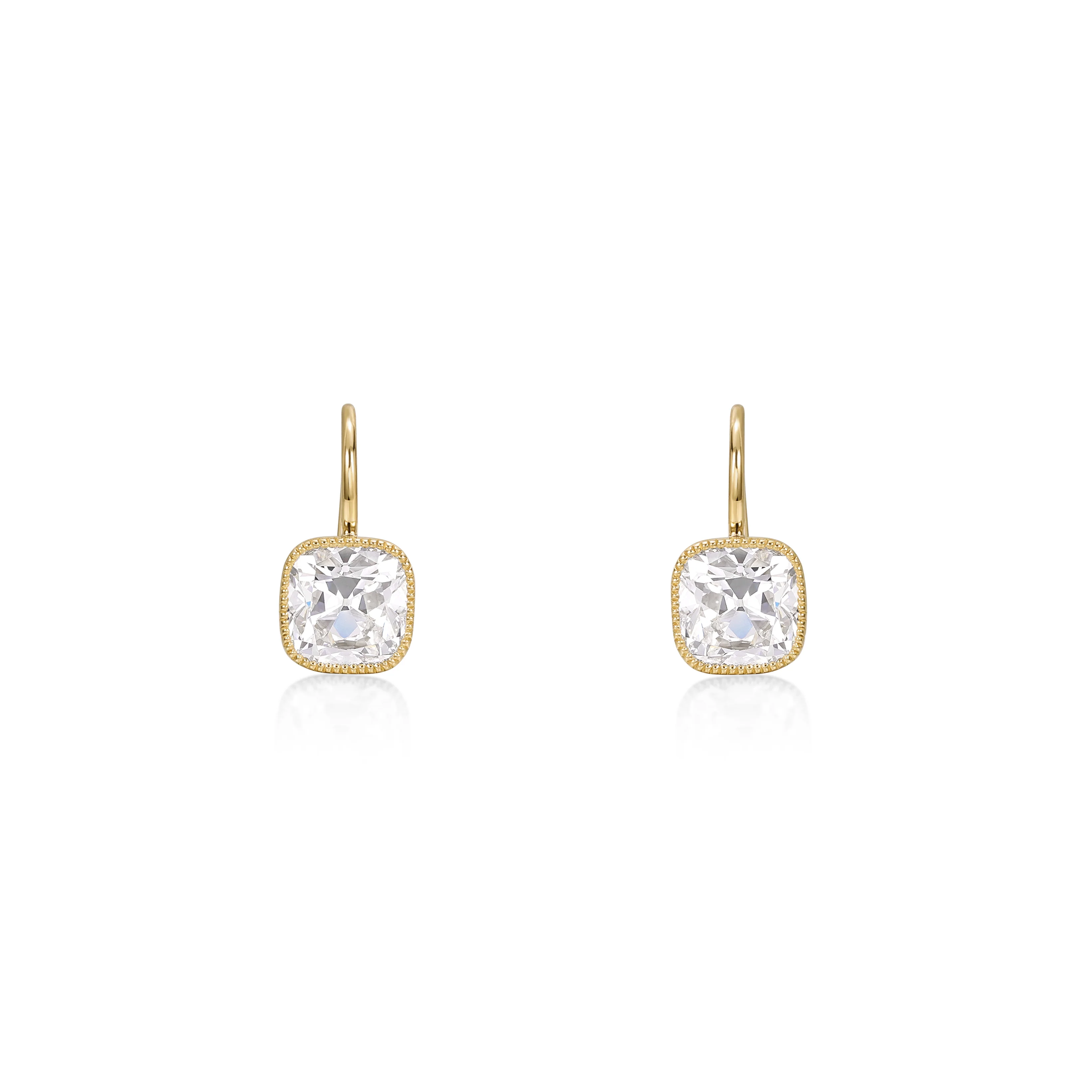 Old Mine Cushion Cut Diamond Drop Earrings
