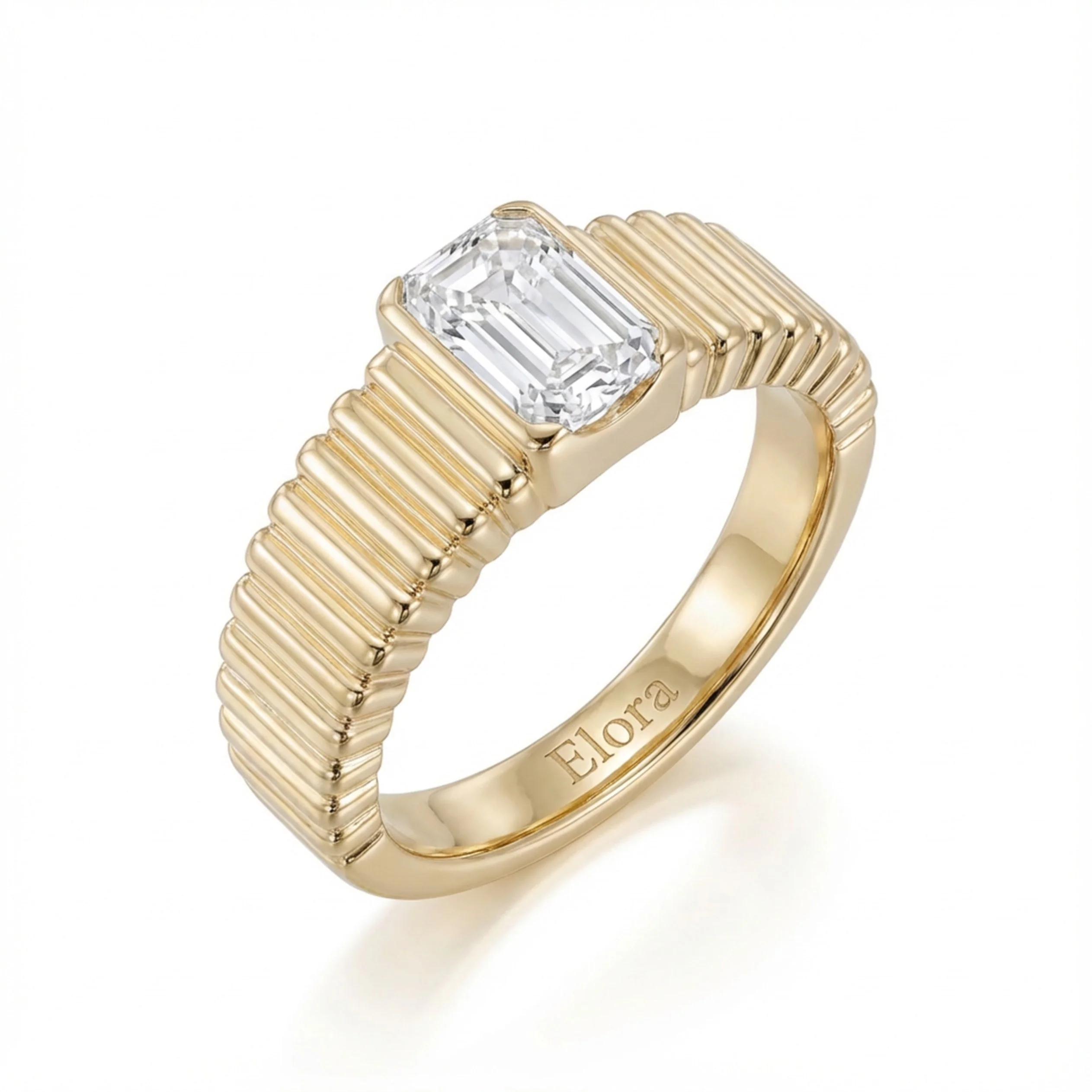 Ribbon Emerald Cut Lab Grown Diamond Men’s Wedding Band - Image 3