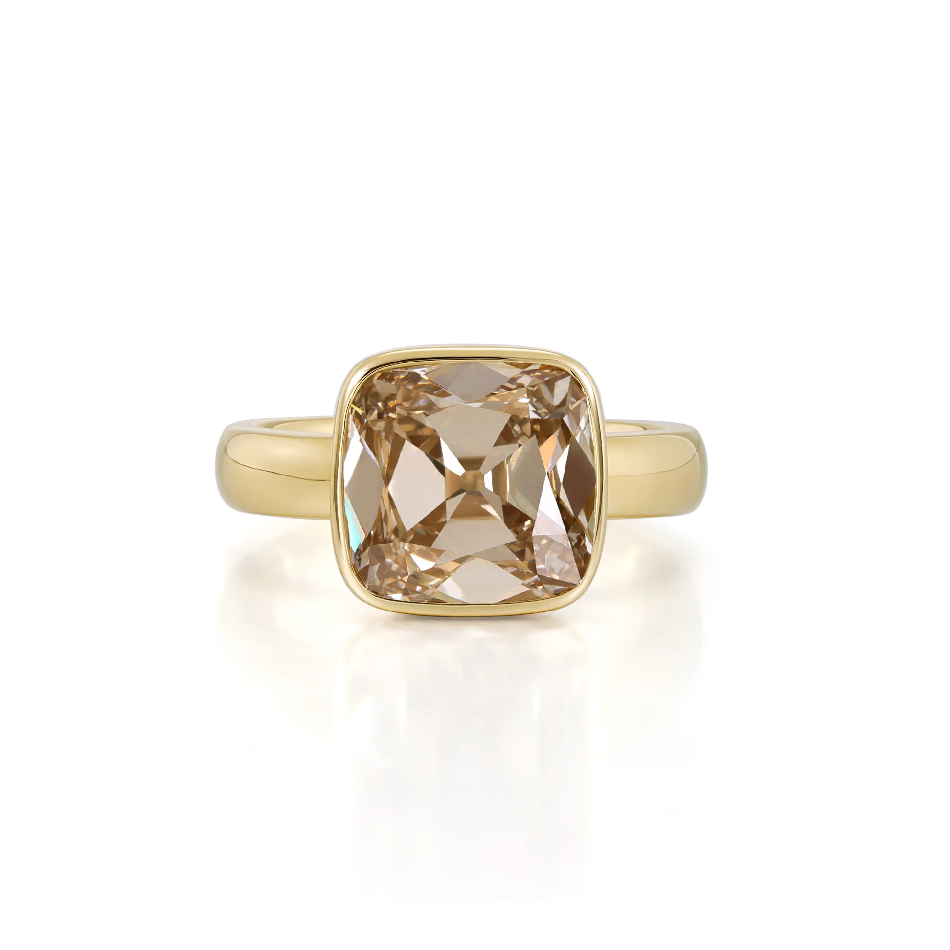 Riley-Champagne Old Mine Cushion Lab Grown Diamond Ring