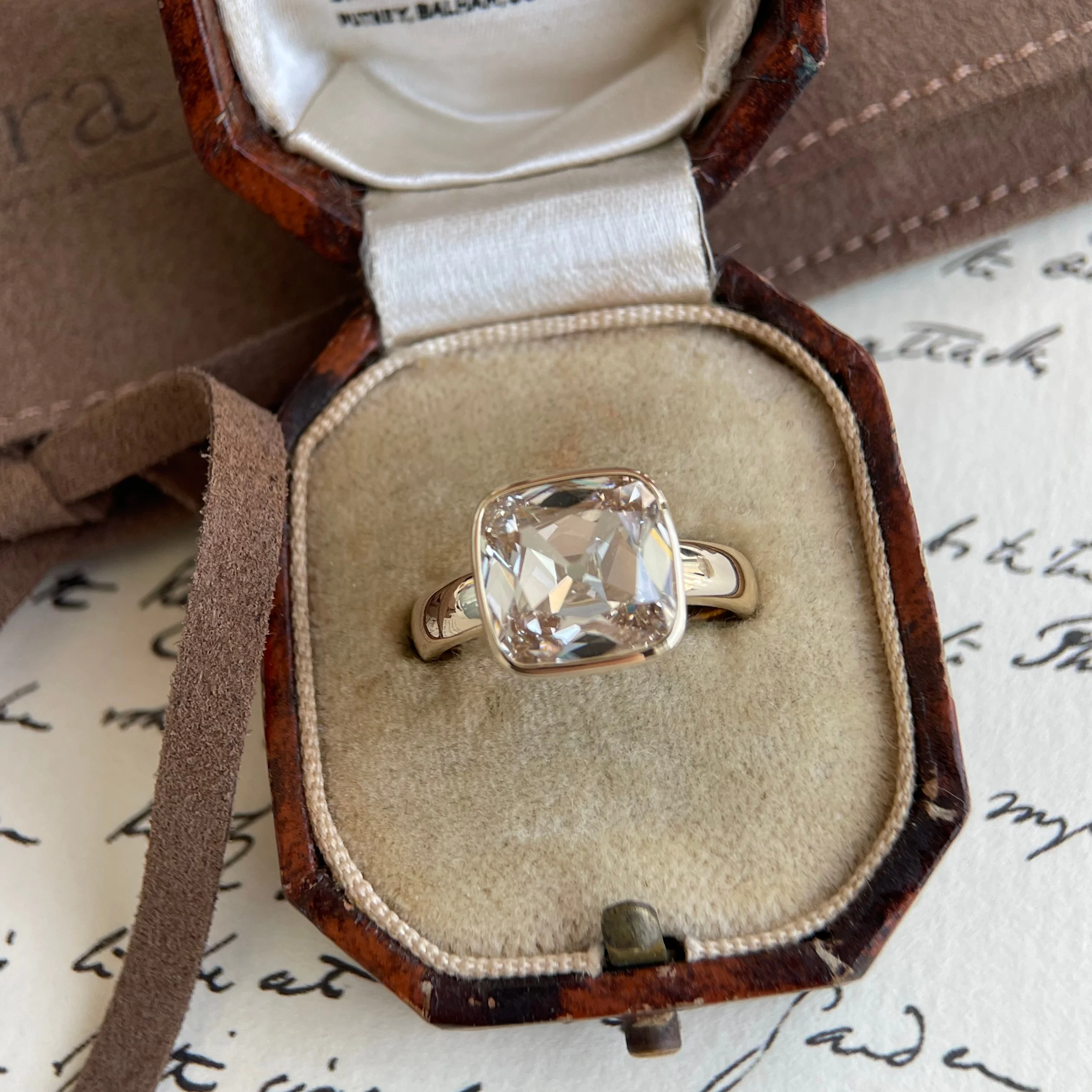 Riley-Champagne Old Mine Cushion Lab Grown Diamond Ring - Image 3