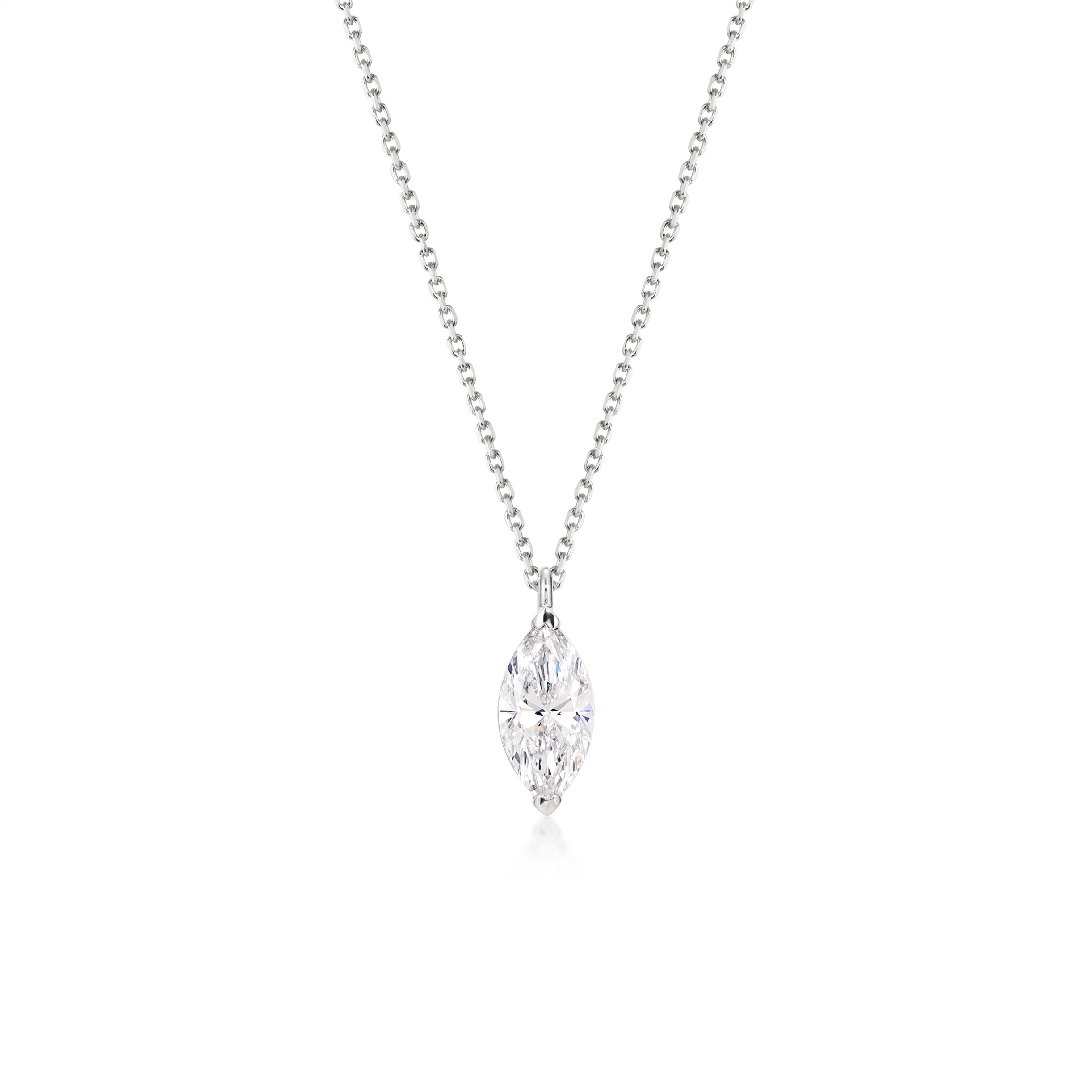 Riley-Marquise Solitaire Diamond Necklace