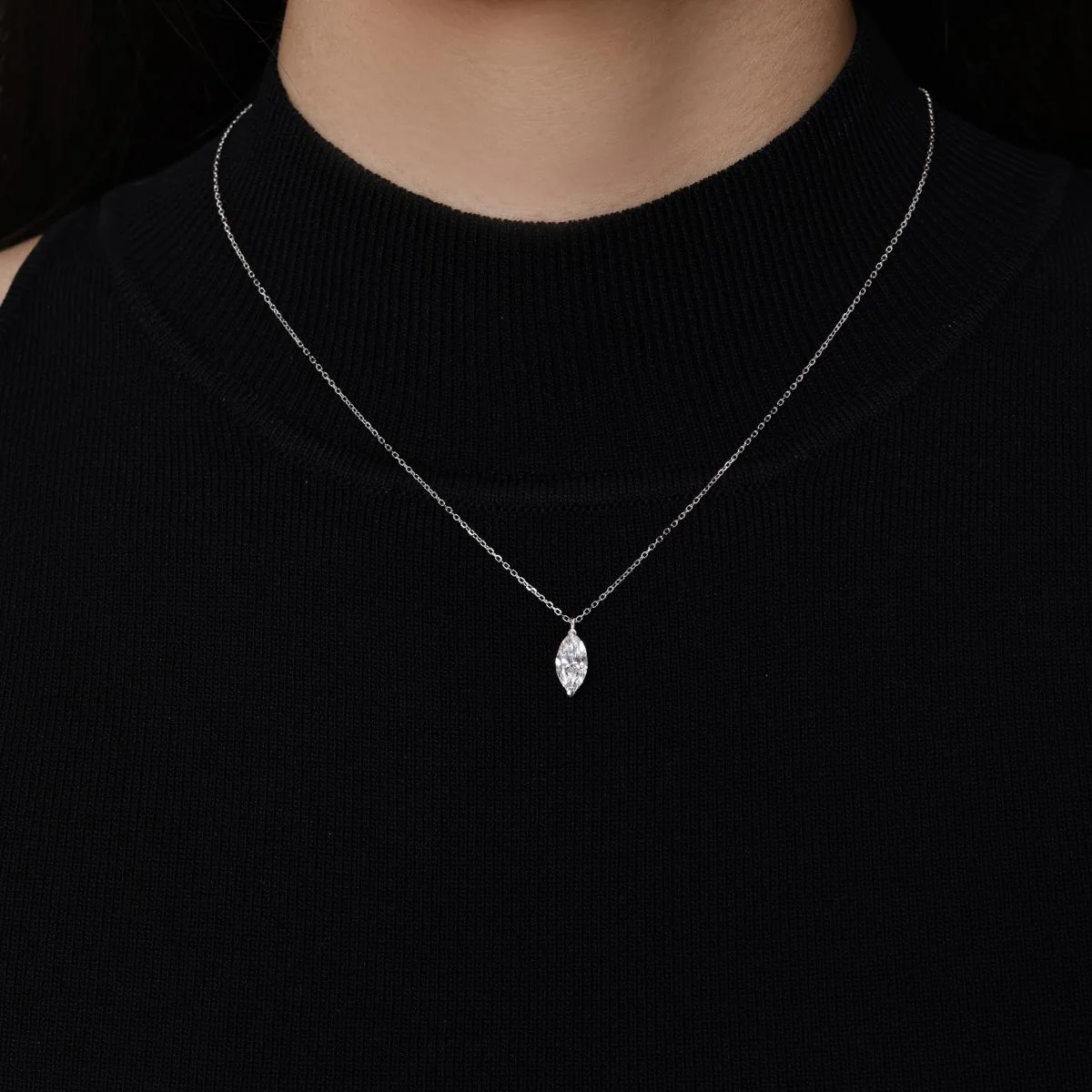 Riley-Marquise Solitaire Diamond Necklace - Image 3