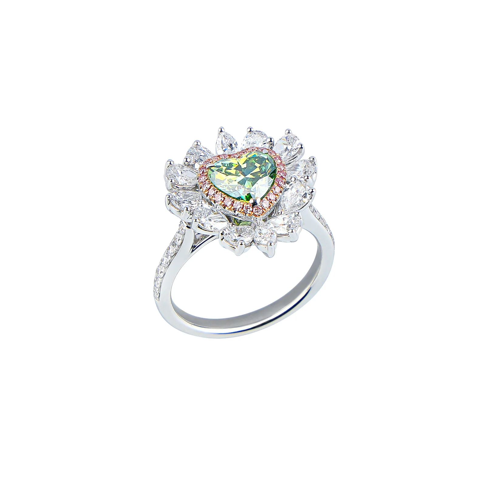 Sadie - Heart Cut Green Diamond Ring - Image 2