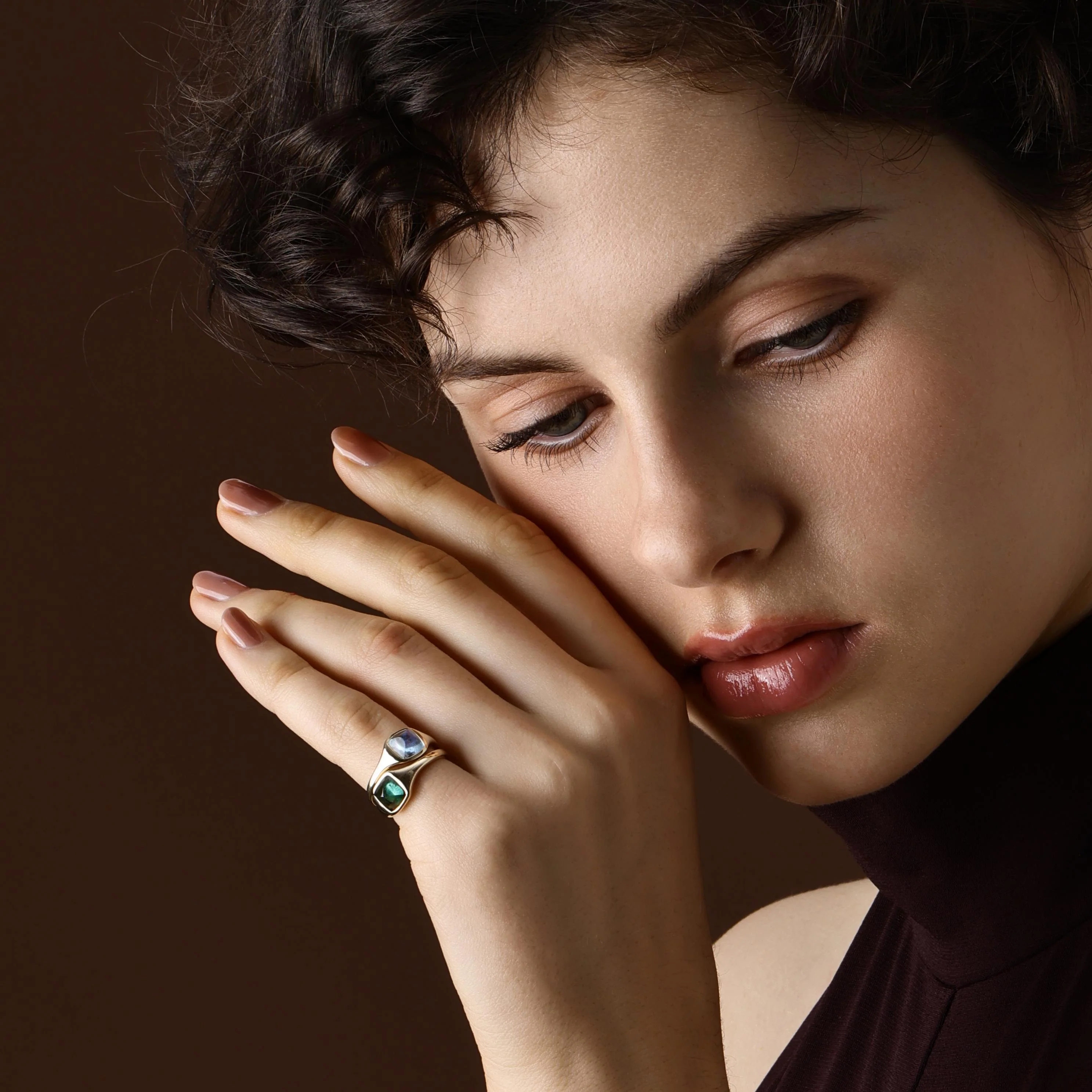 Sarah-Sugarloaf Cabochon Green Tourmaline Gemstone Ring - Image 5