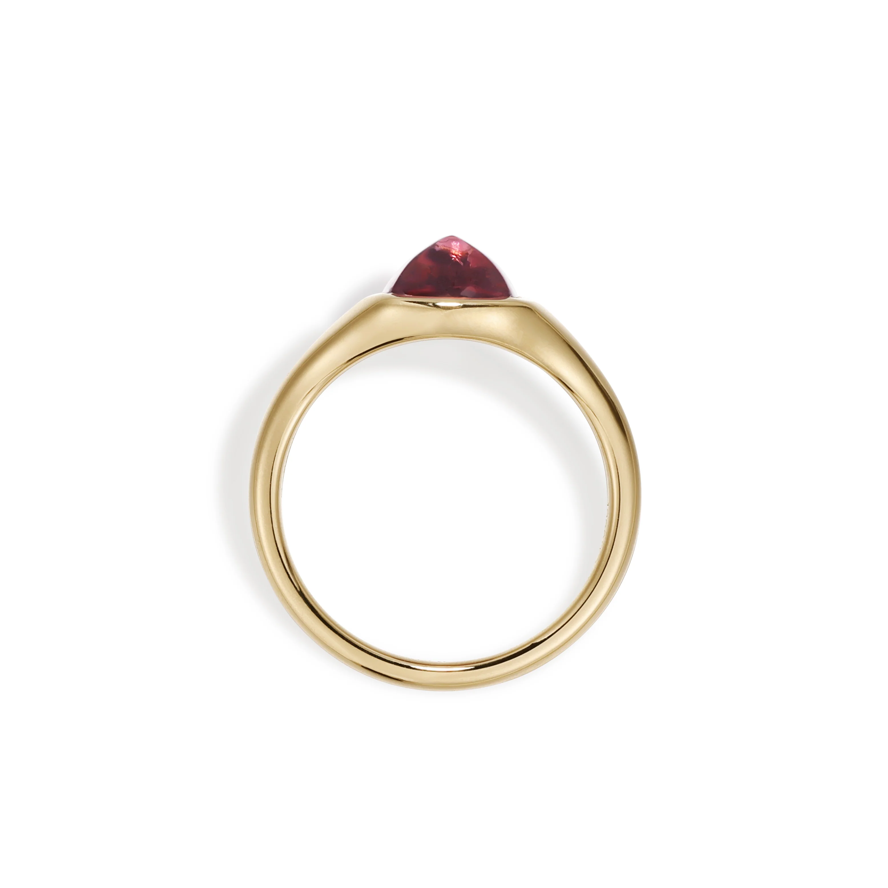 Sarah-Sugarloaf Cabochon Reddish Pink Tourmaline Gemstone Ring - Image 3