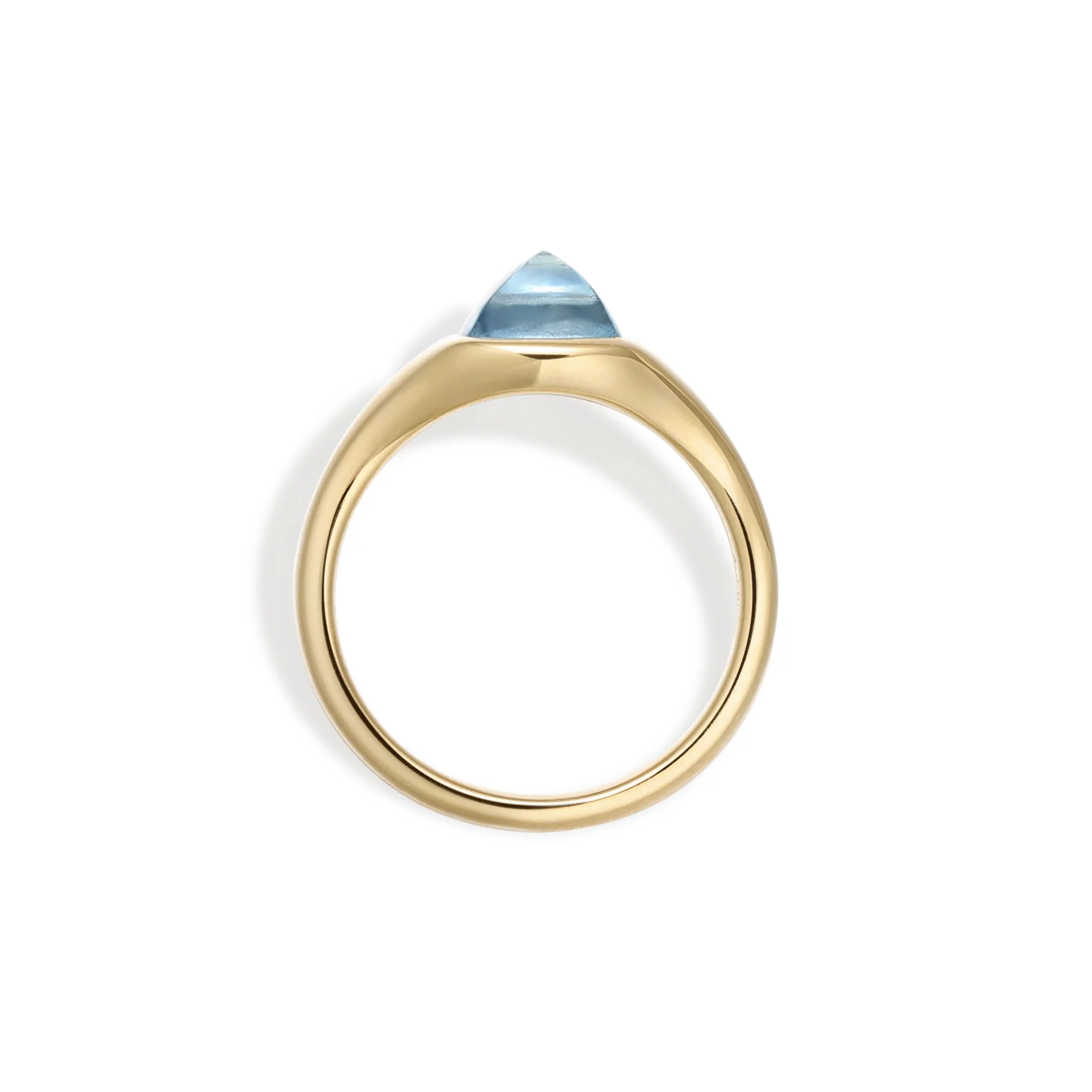 Sarah-Sugarloaf Cabochon Sky Blue Aquamarine Gemstone Ring - Image 3