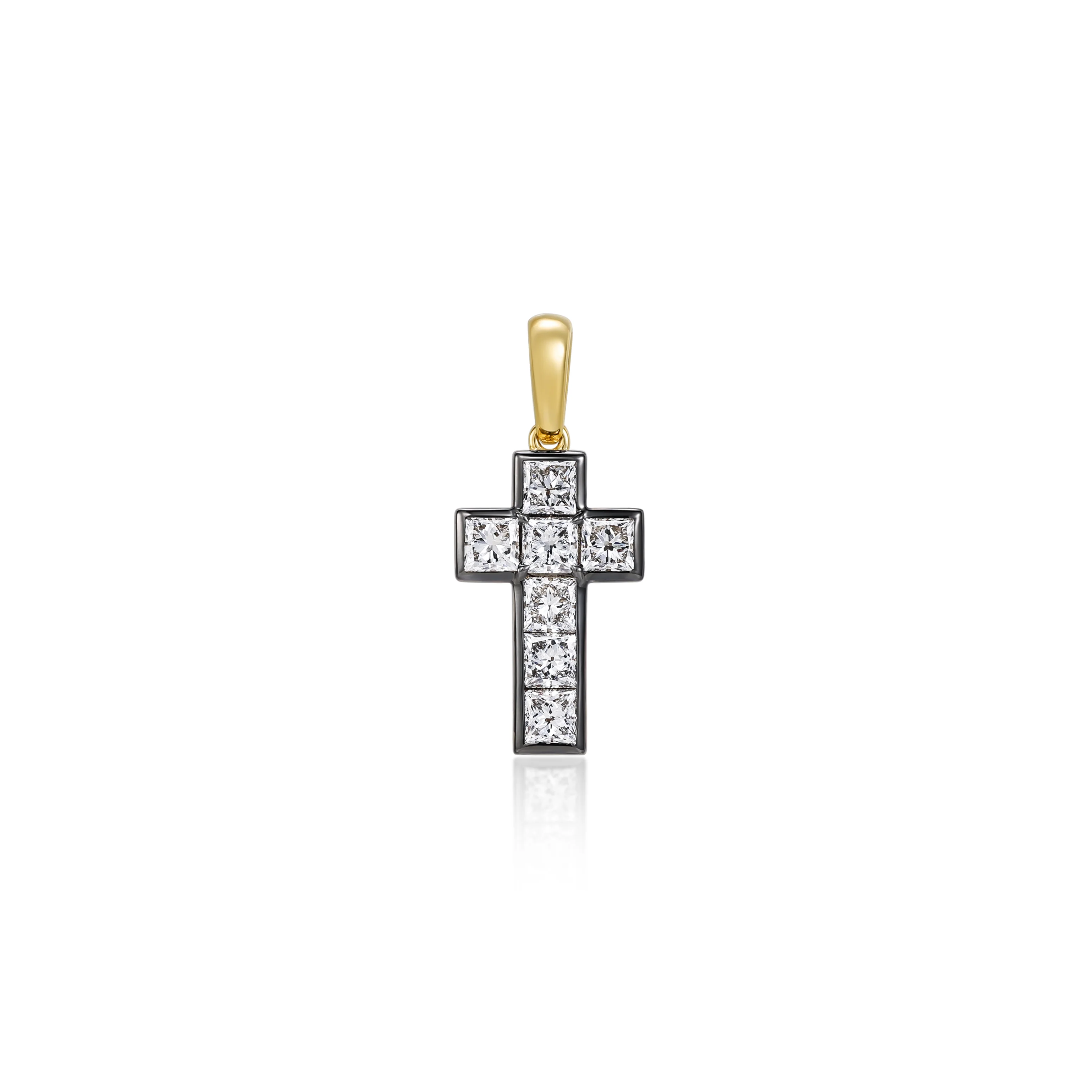 Seraphina-Princess Cut Diamond Cross Pendant Necklace