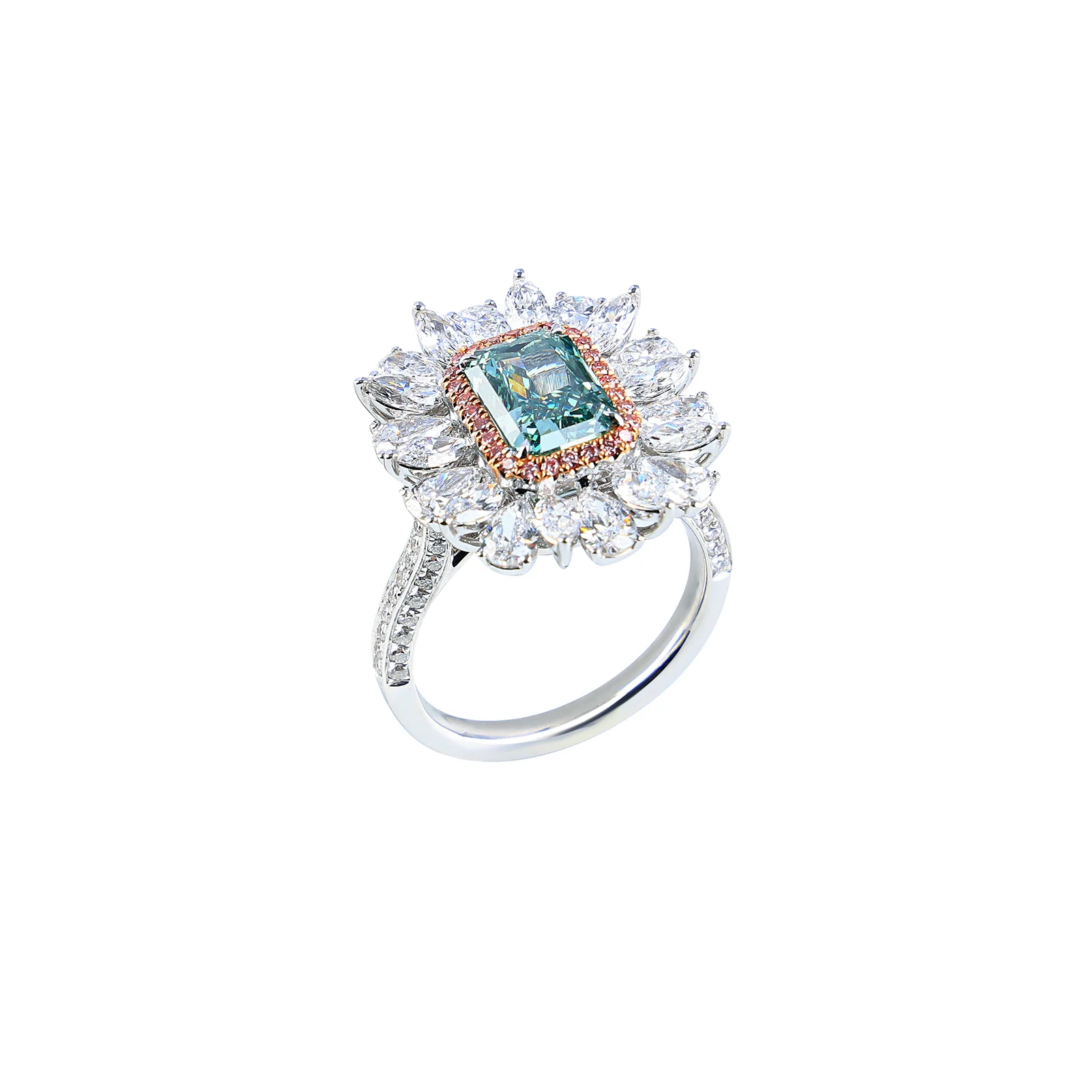 Serenity - Radiant Cut Green Diamond Ring - Image 2