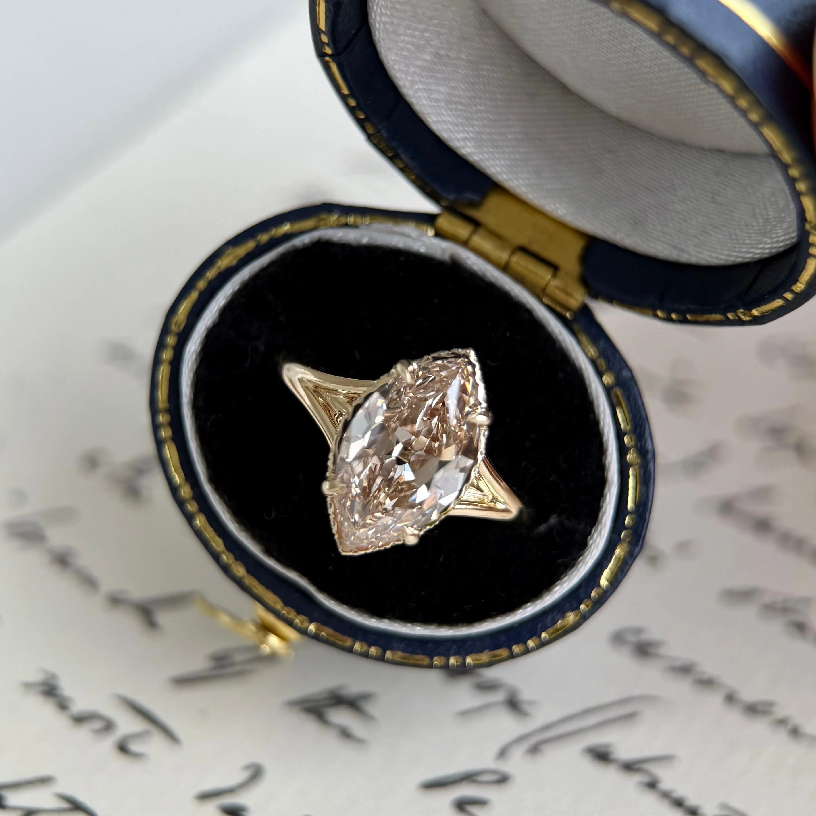 Seville-Champagne Old Mine Marquise Lab Grown Diamond Ring - Image 3