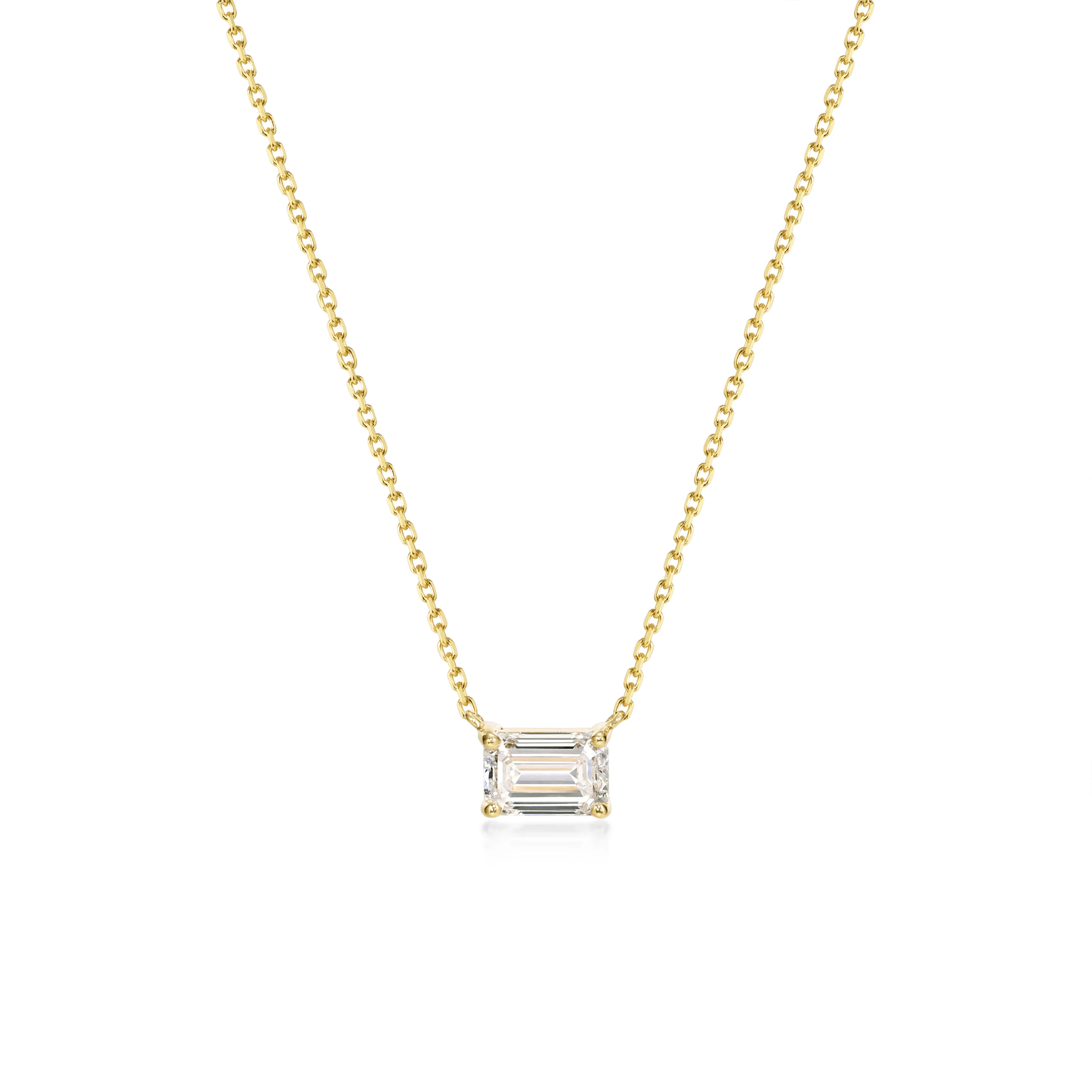 Stella-East West Emerald Cut Diamond Necklace
