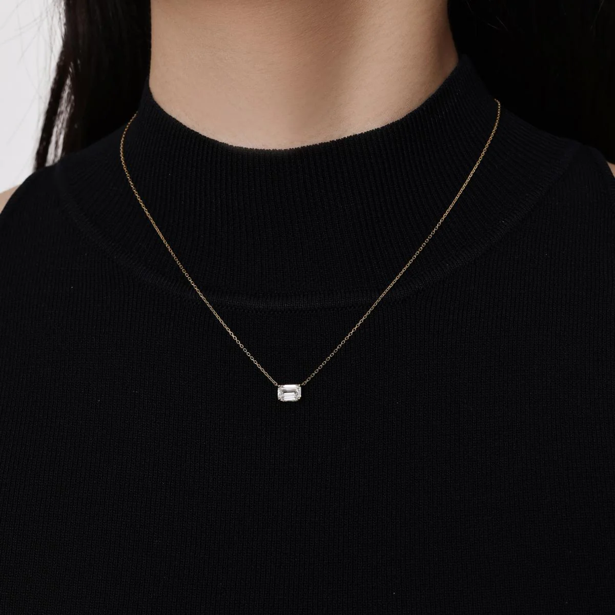 Stella-East West Emerald Cut Diamond Necklace - Image 2