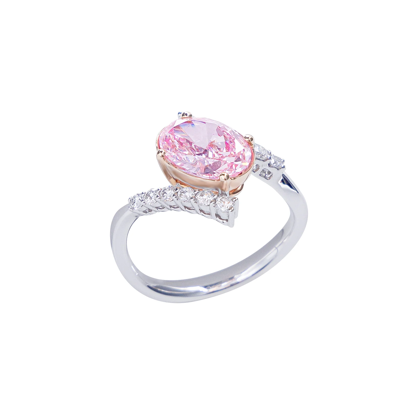 Victoria - Oval Cut Pink Diamond Ring - Image 3