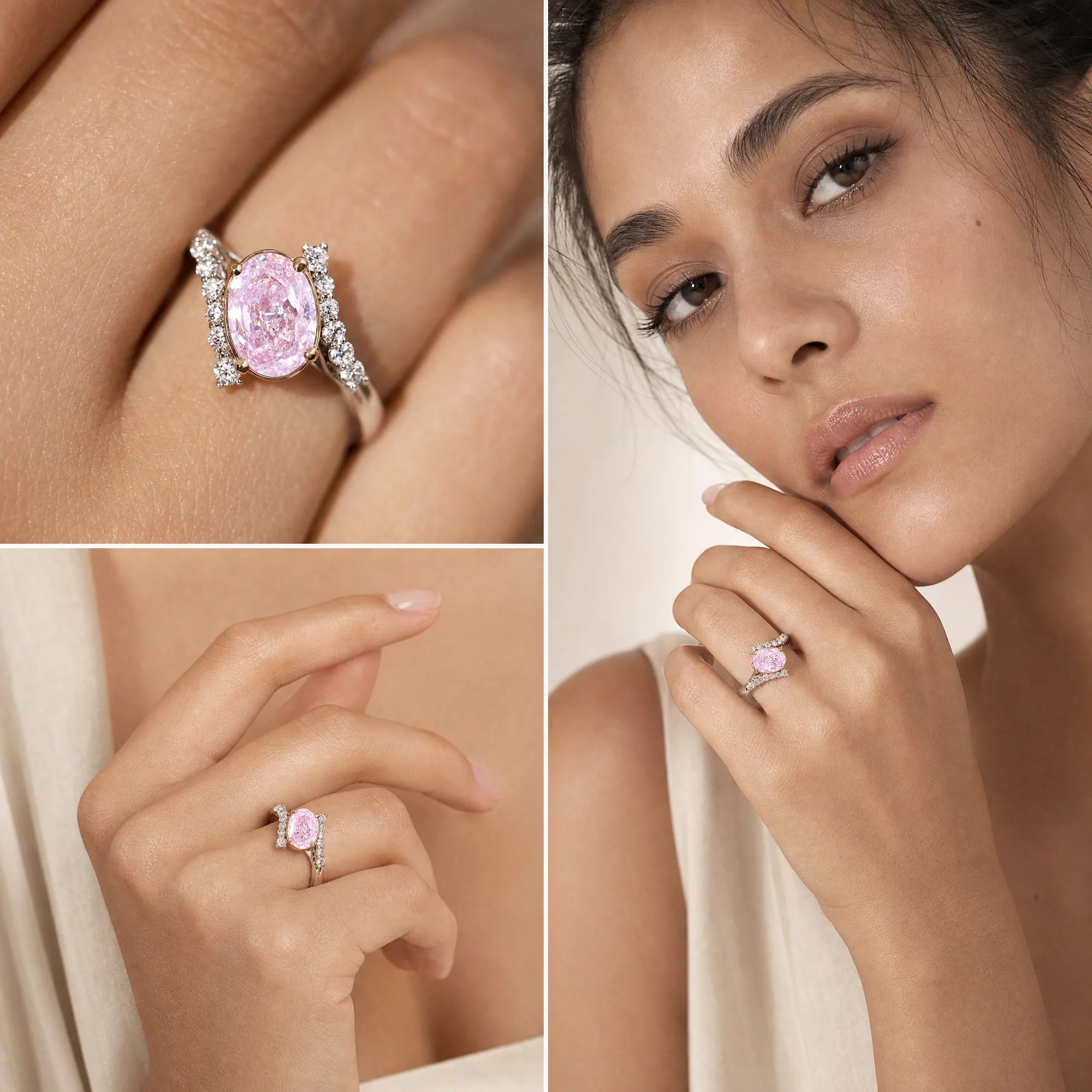Victoria - Oval Cut Pink Diamond Ring - Image 4