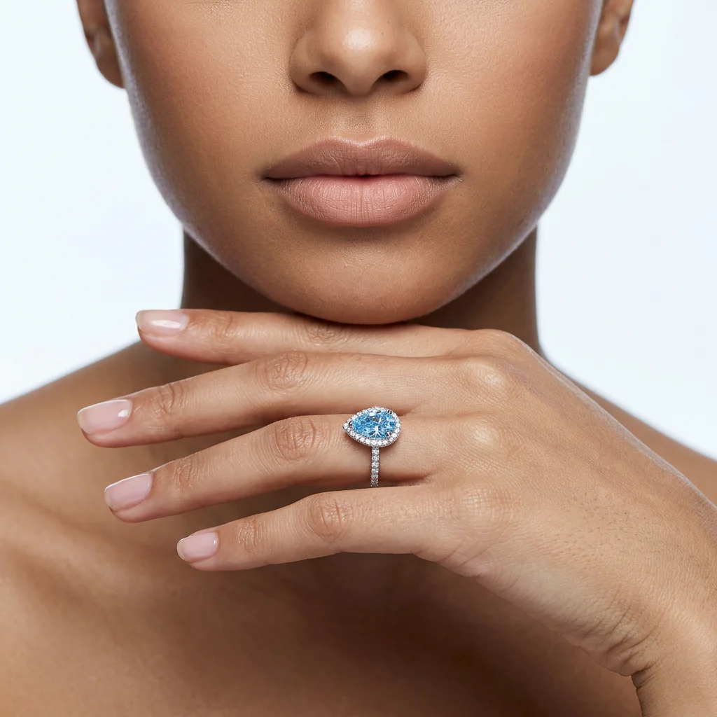 Vivian - Pear Cut Blue Diamond Ring - Image 2