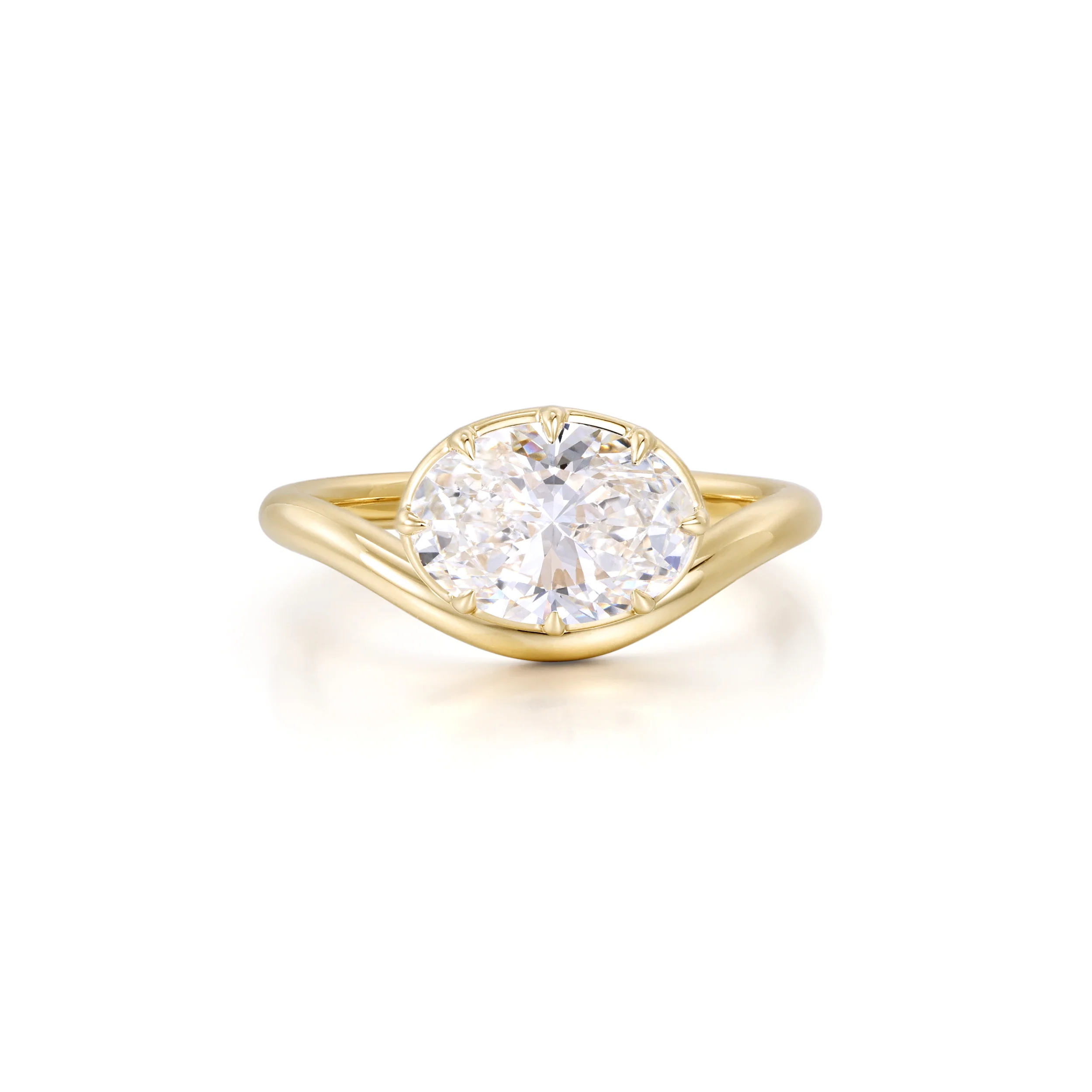 Wave-Oval Cut Lab Grown Diamond Engagement Ring