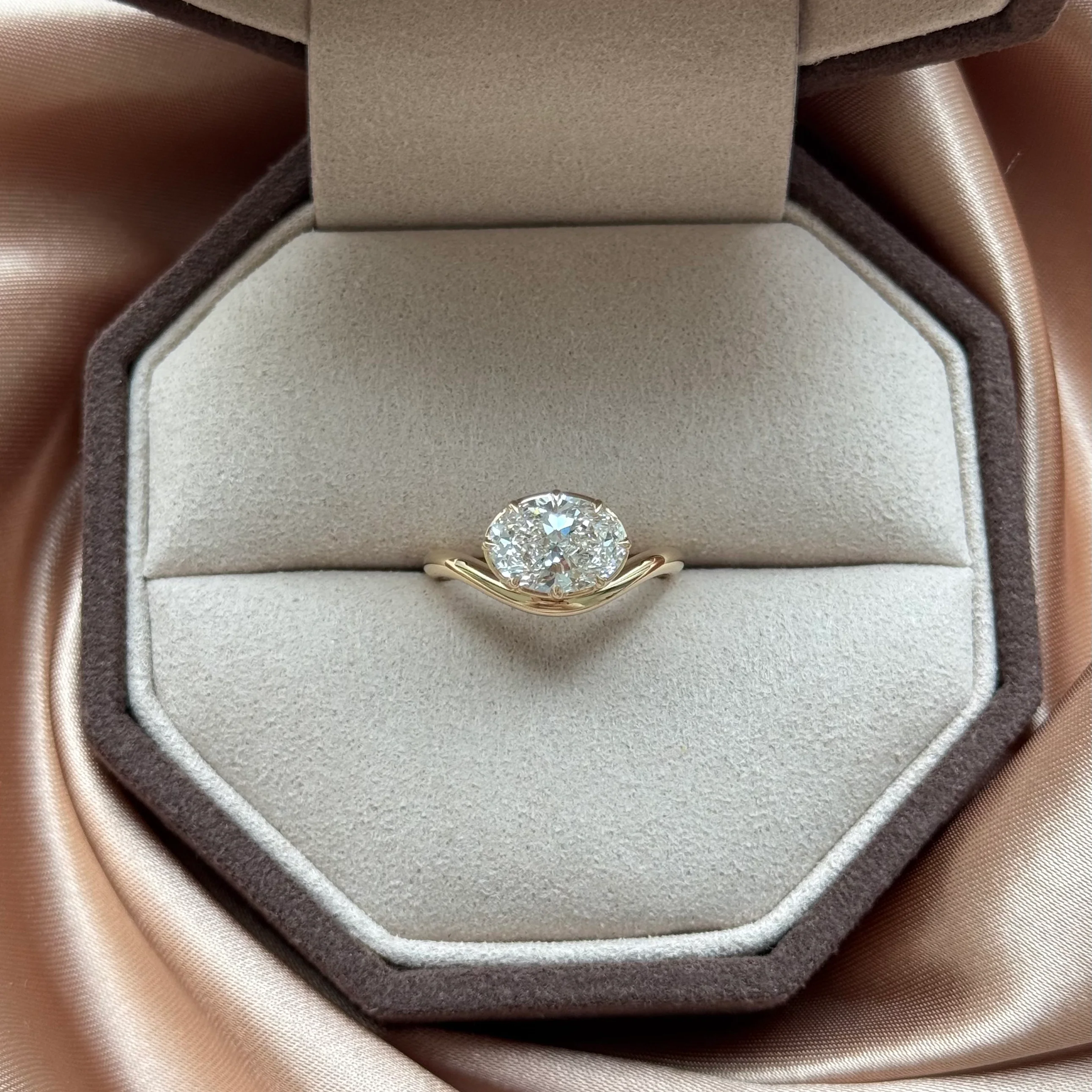 Wave-Oval Cut Lab Grown Diamond Engagement Ring - Image 2