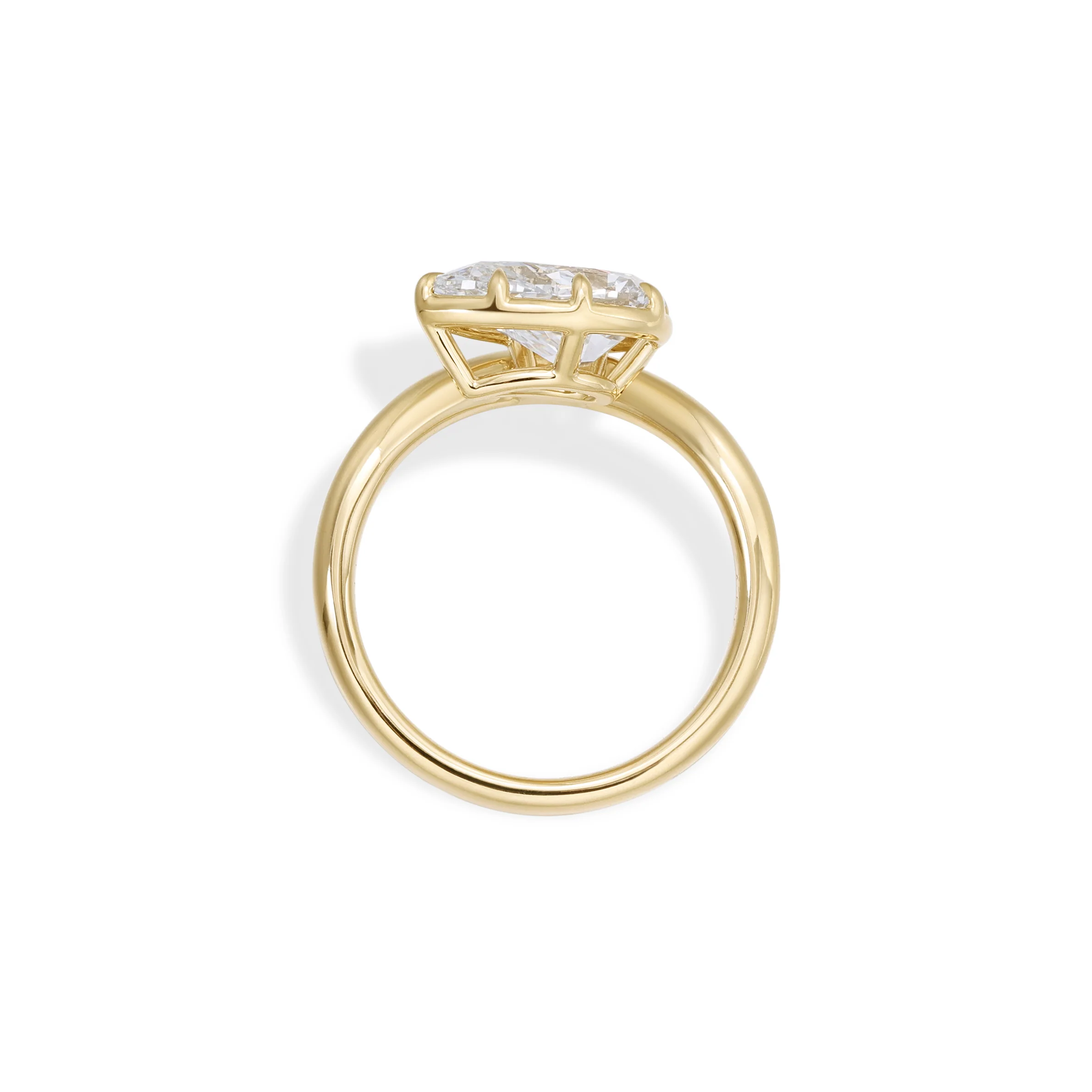 Wave-Pear Cut Yellow Gold Lab Grown Diamond Engagement Ring - Image 2