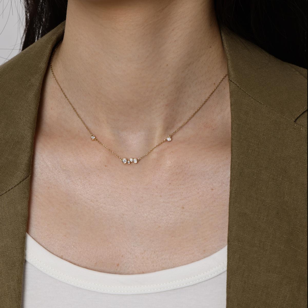 Willow-Mixed Bezel Diamond Necklace - Image 3